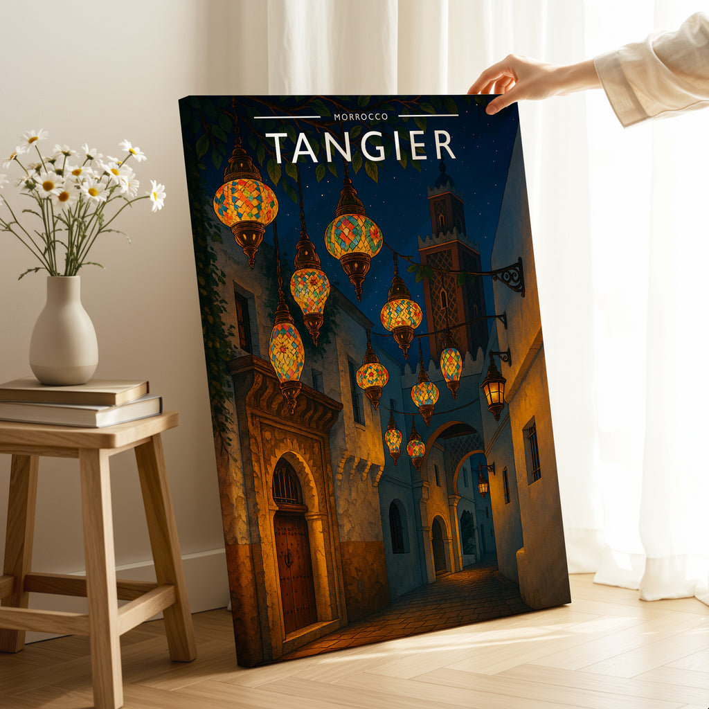 Tangier Travel Poster as a gallery-wrapped canvas