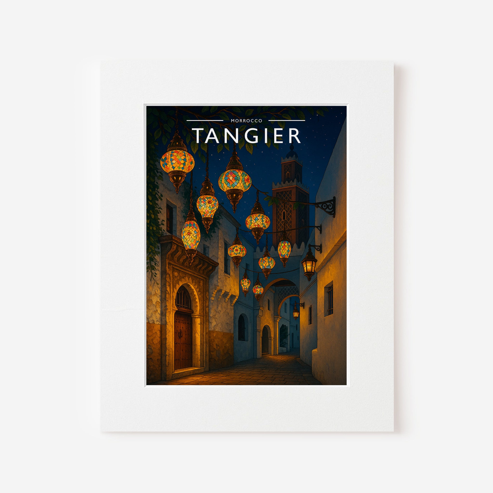 Tangier Travel Poster in a white mount