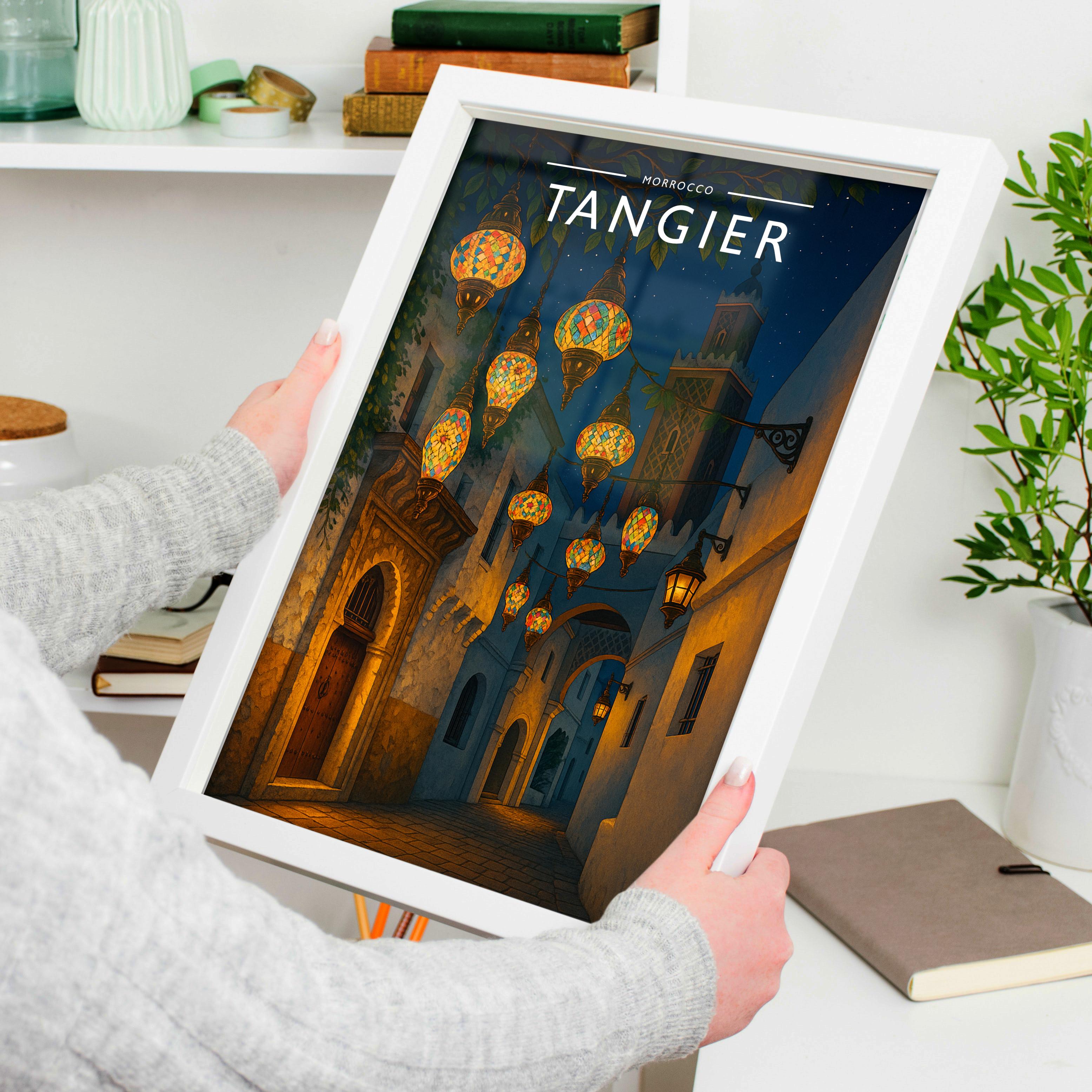 Tangier Travel Poster held in a white frame