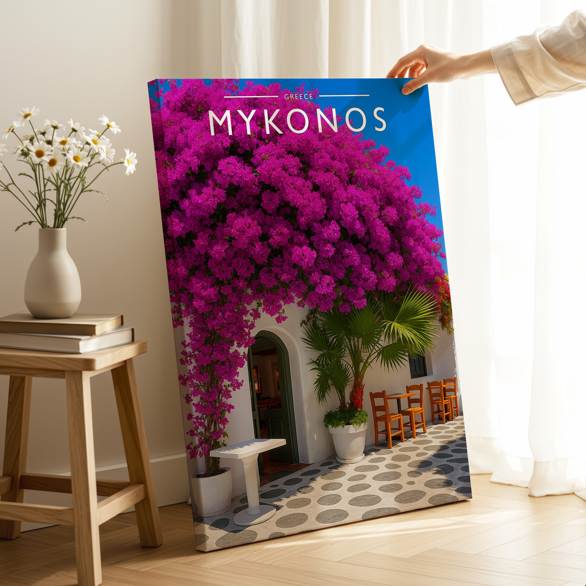 Mykonos Travel Poster as a gallery-wrapped canvas