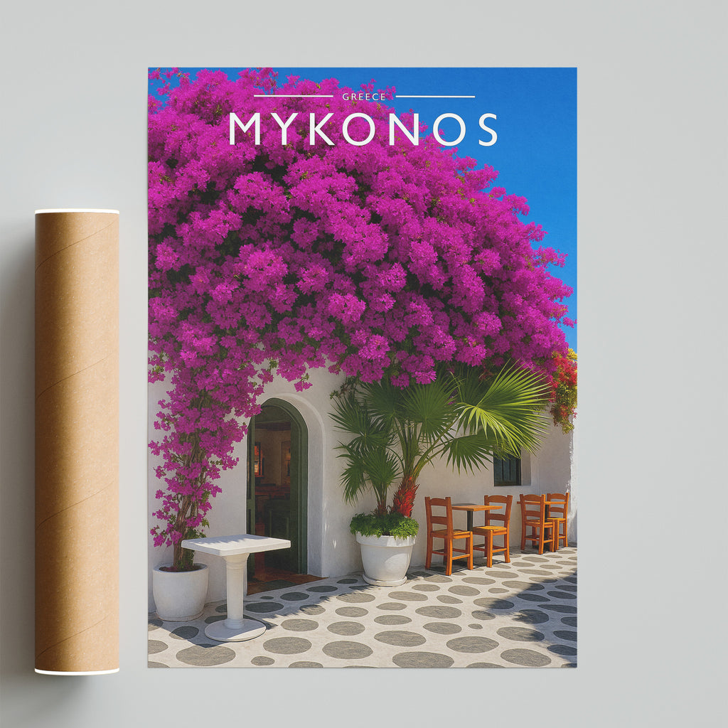 Mykonos Travel Poster - fine art print with shipping tube