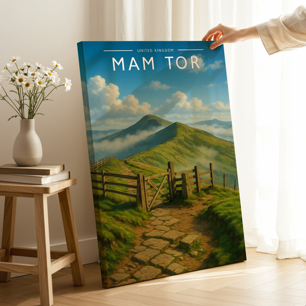 Mam Tor Travel Poster as a gallery-wrapped canvas