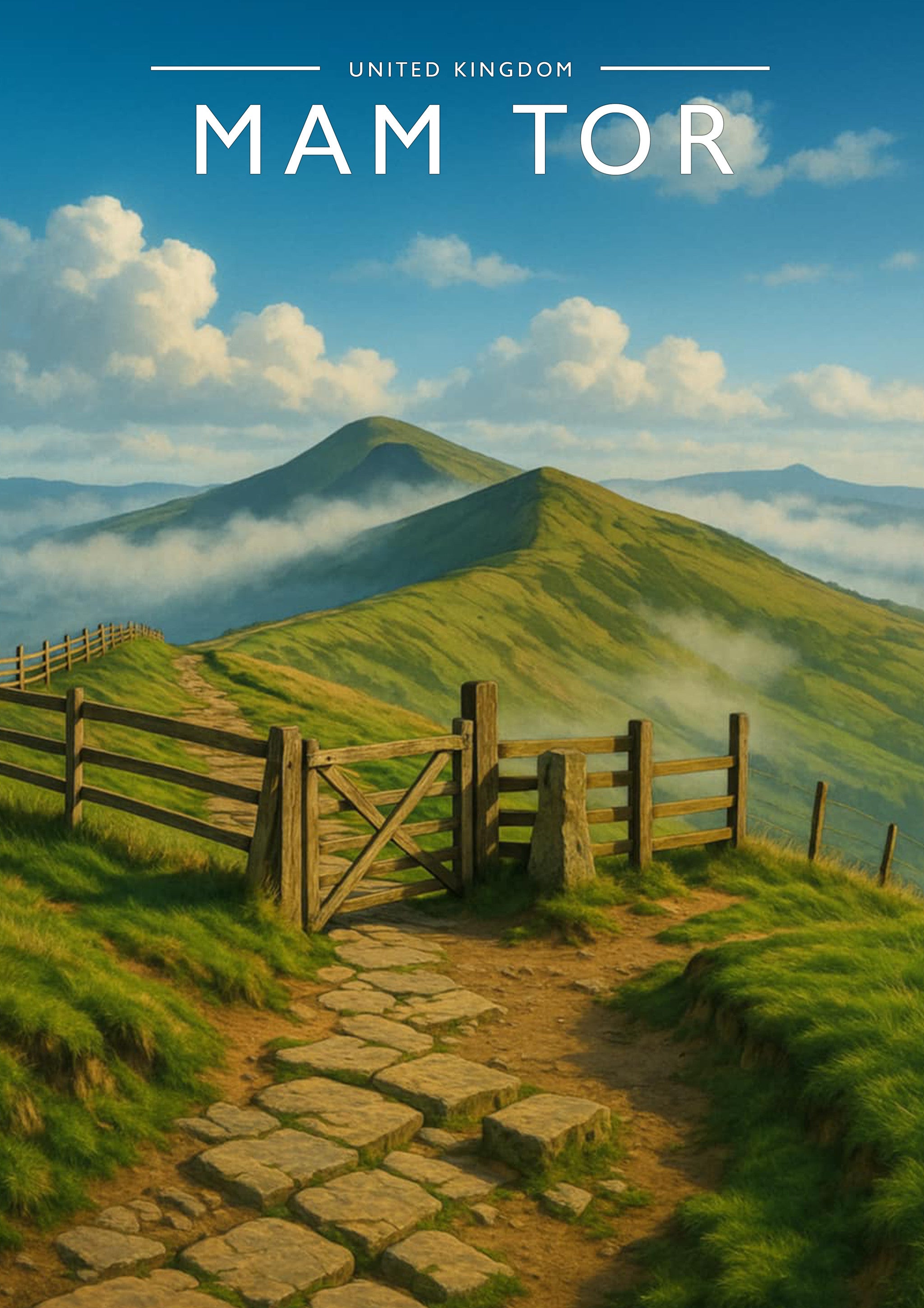 Mam Tor Travel Poster - A4 travel poster print