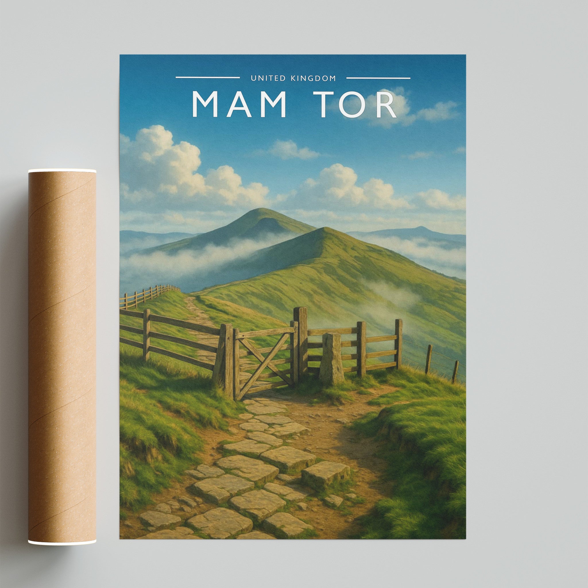 Mam Tor Travel Poster - fine art print with shipping tube