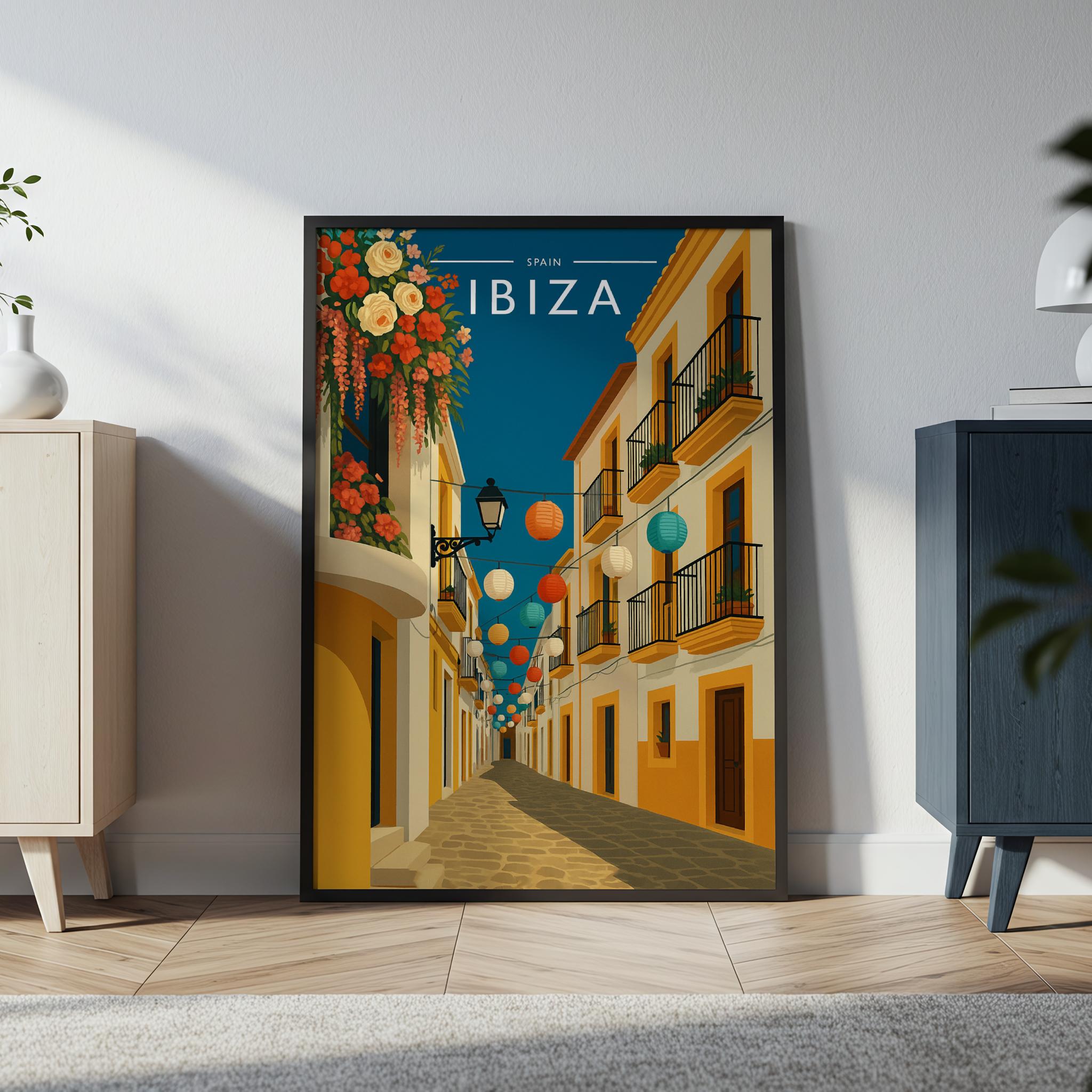 Ibiza #9 Travel Poster in a black frame