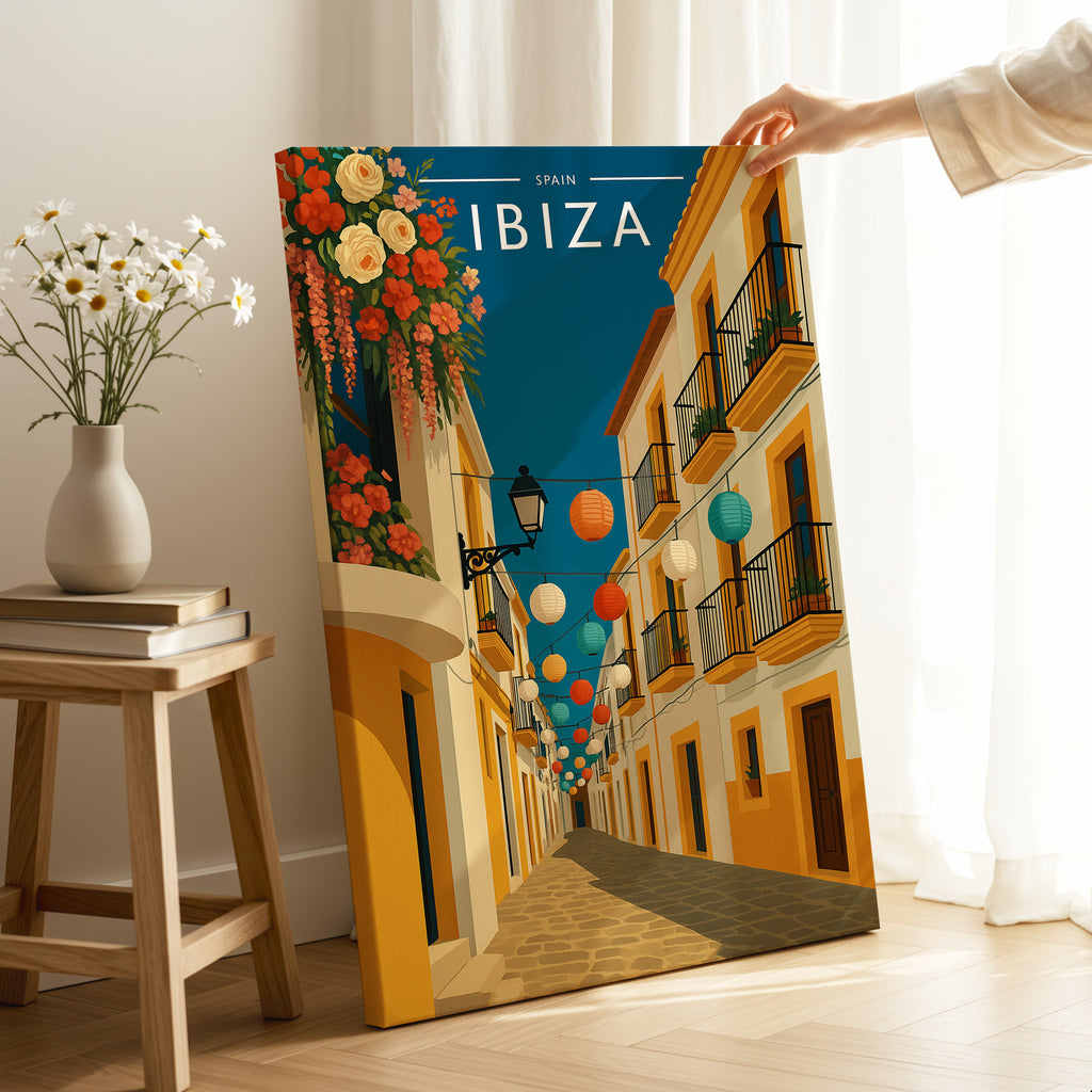 Ibiza #9 Travel Poster as a gallery-wrapped canvas