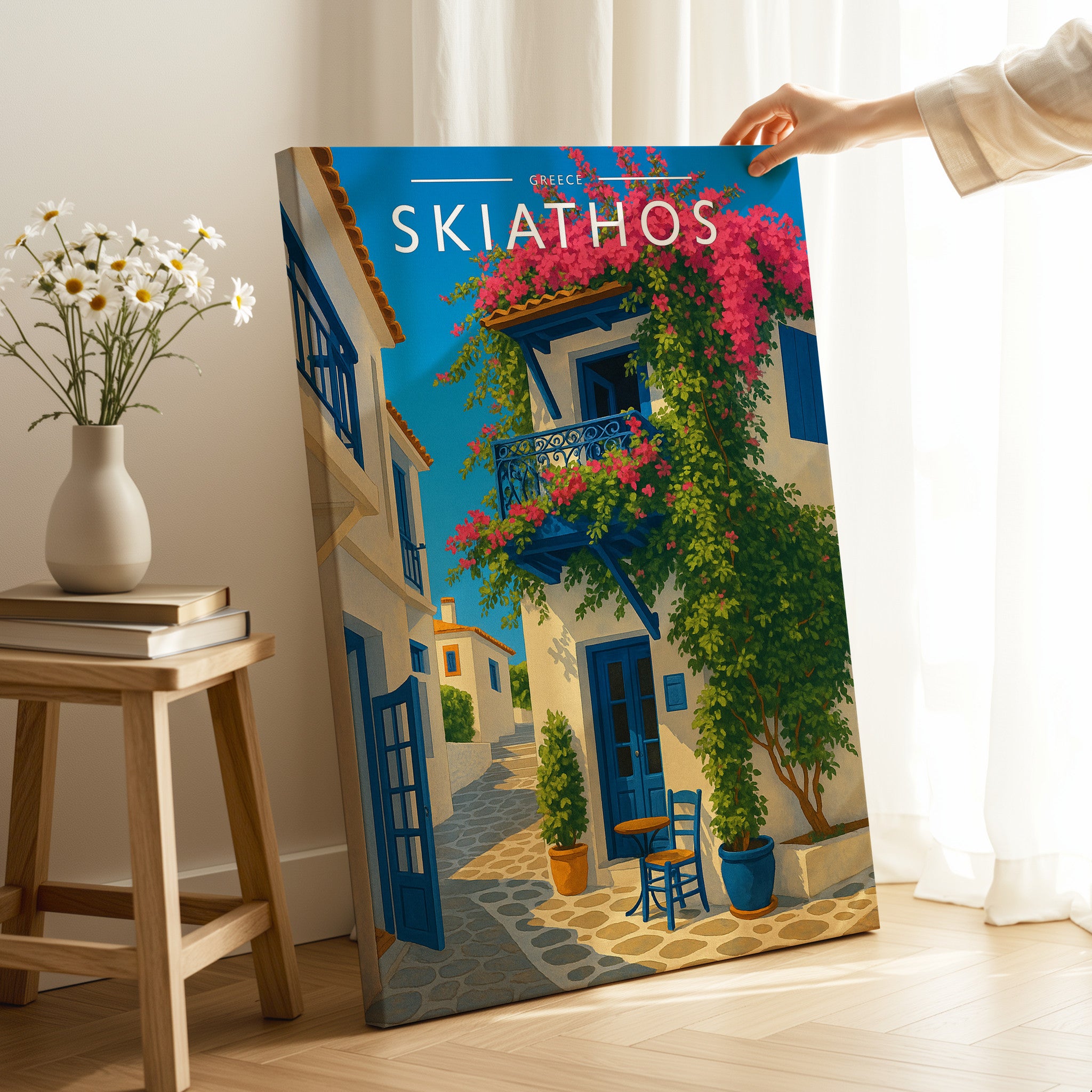 Skiathos Travel Poster as a gallery-wrapped canvas