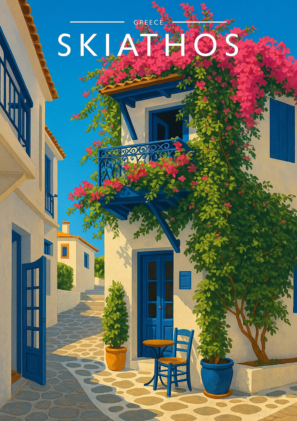 Skiathos Travel Poster - A4 travel poster print