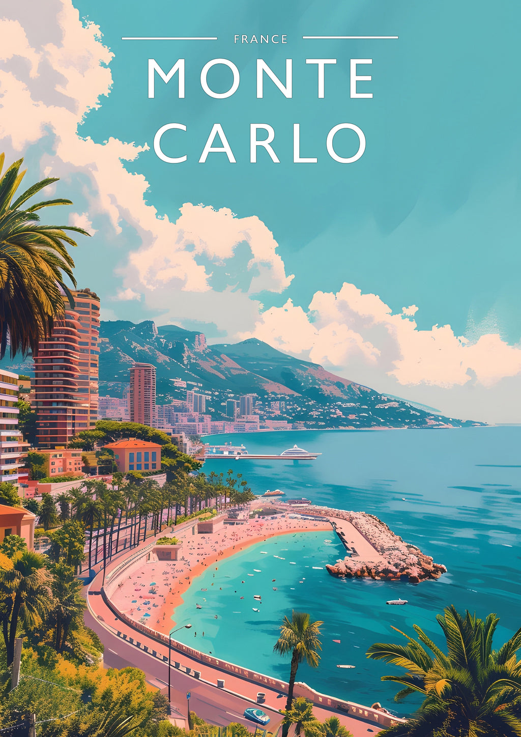 Monte Carlo Travel Poster - A4 travel poster print
