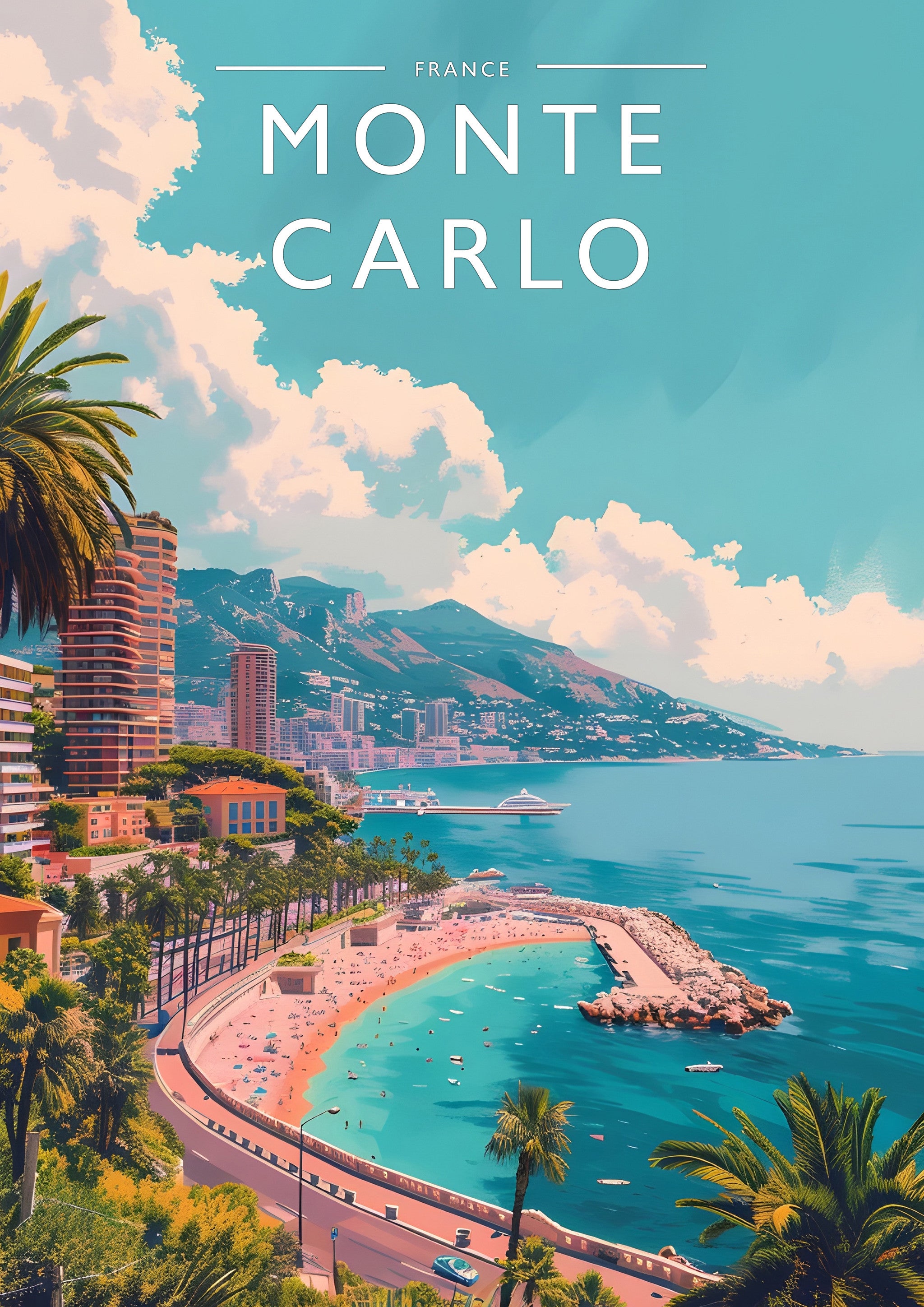 Monte Carlo Travel Poster - A4 travel poster print