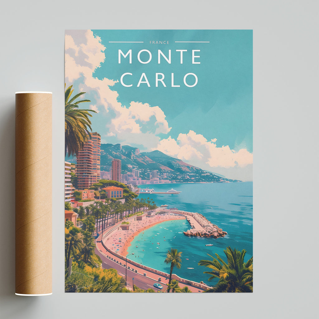 Monte Carlo Travel Poster - fine art print with shipping tube