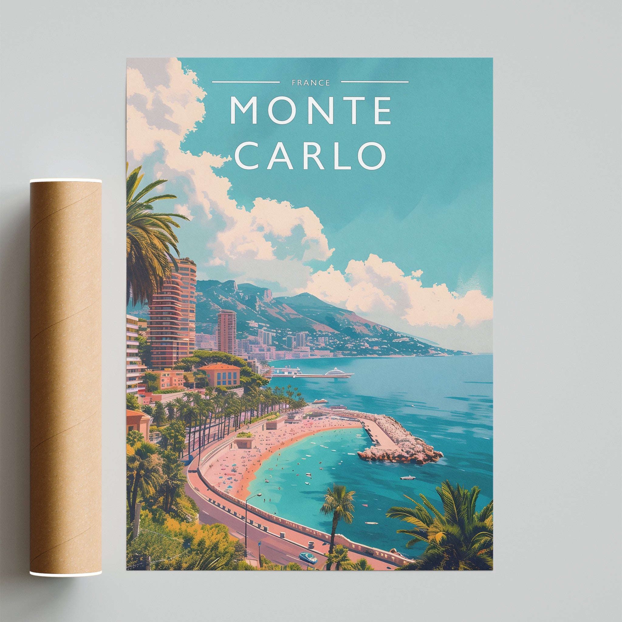 Monte Carlo Travel Poster - fine art print with shipping tube