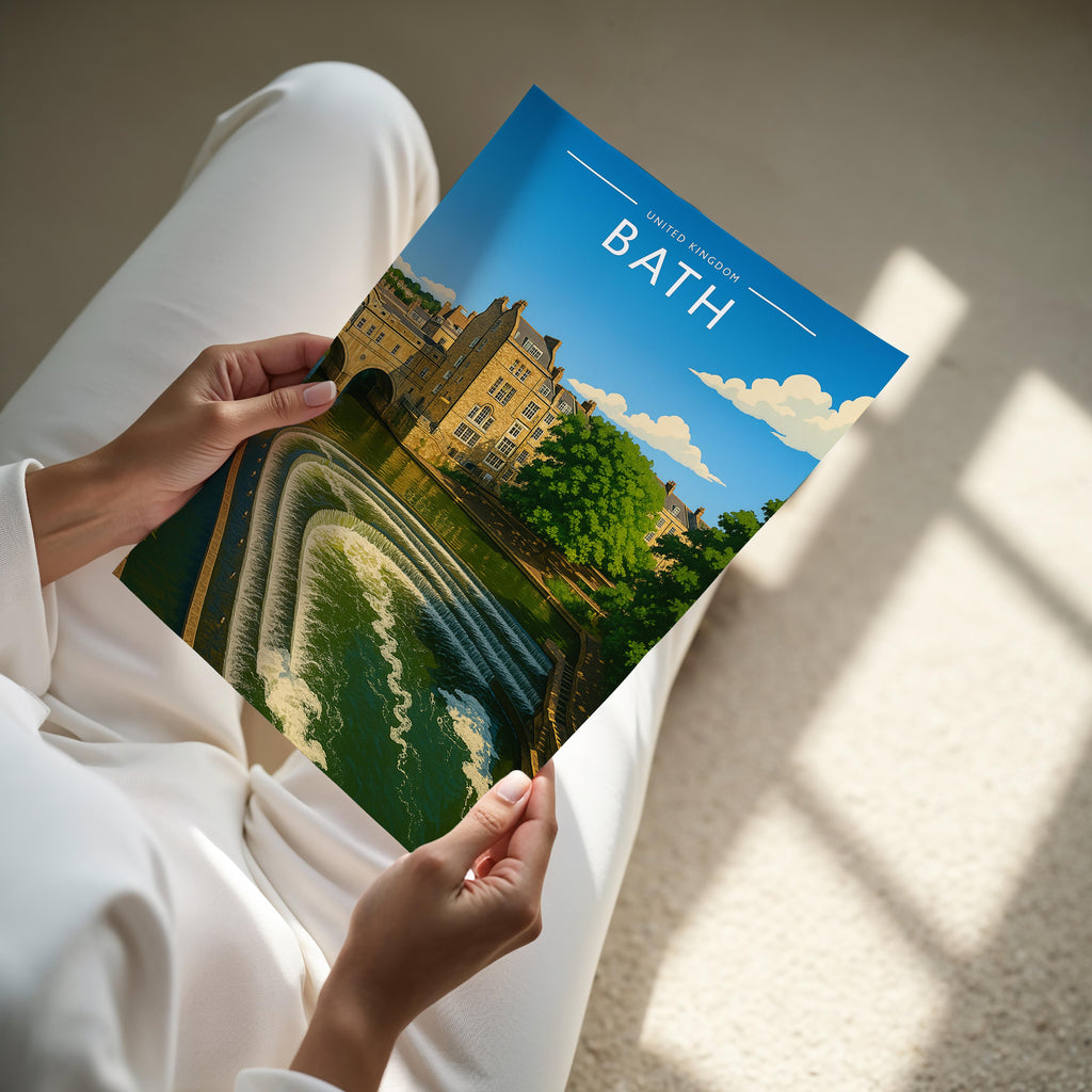 Bath #2 Travel Poster - A4 print held in hand