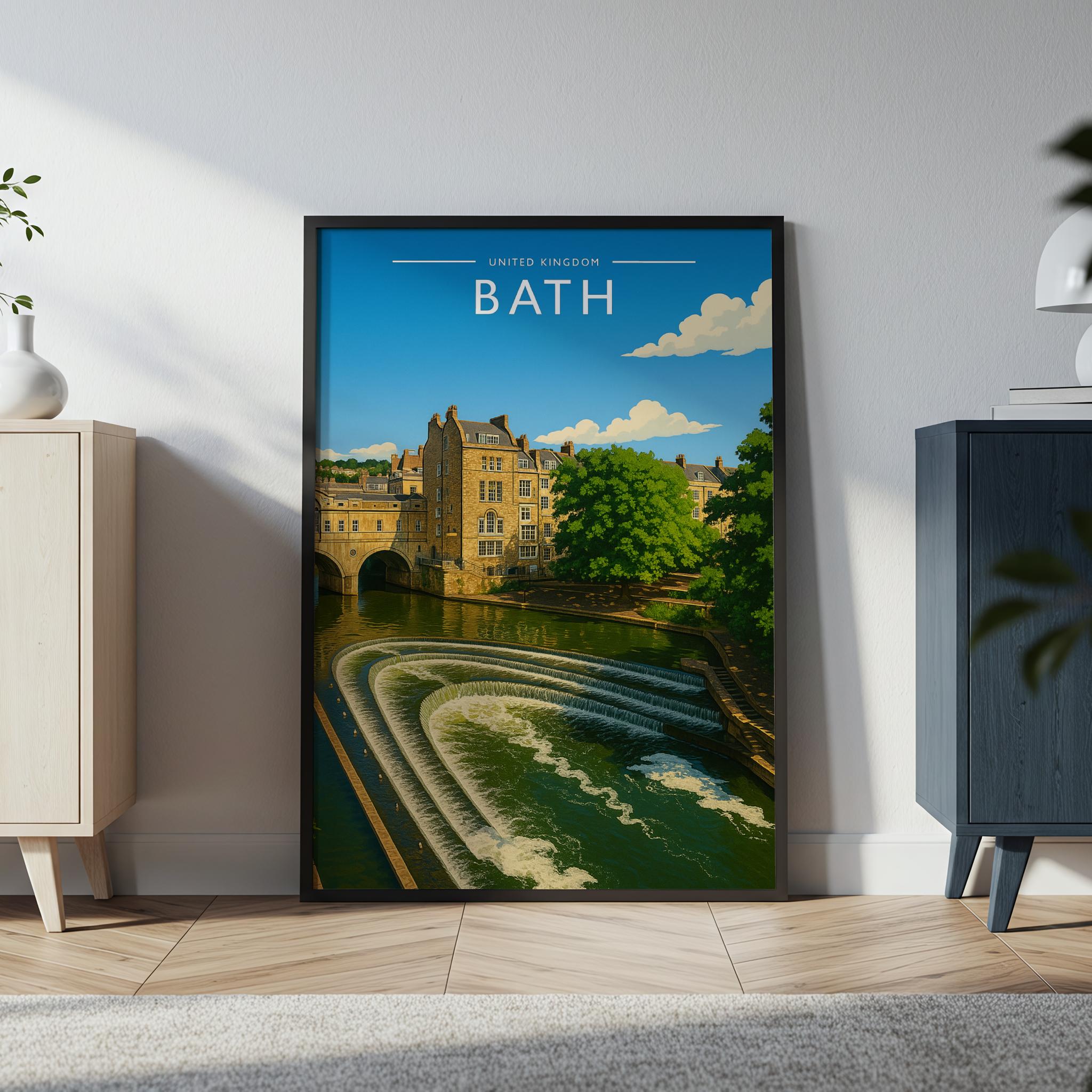Bath #2 Travel Poster in a black frame