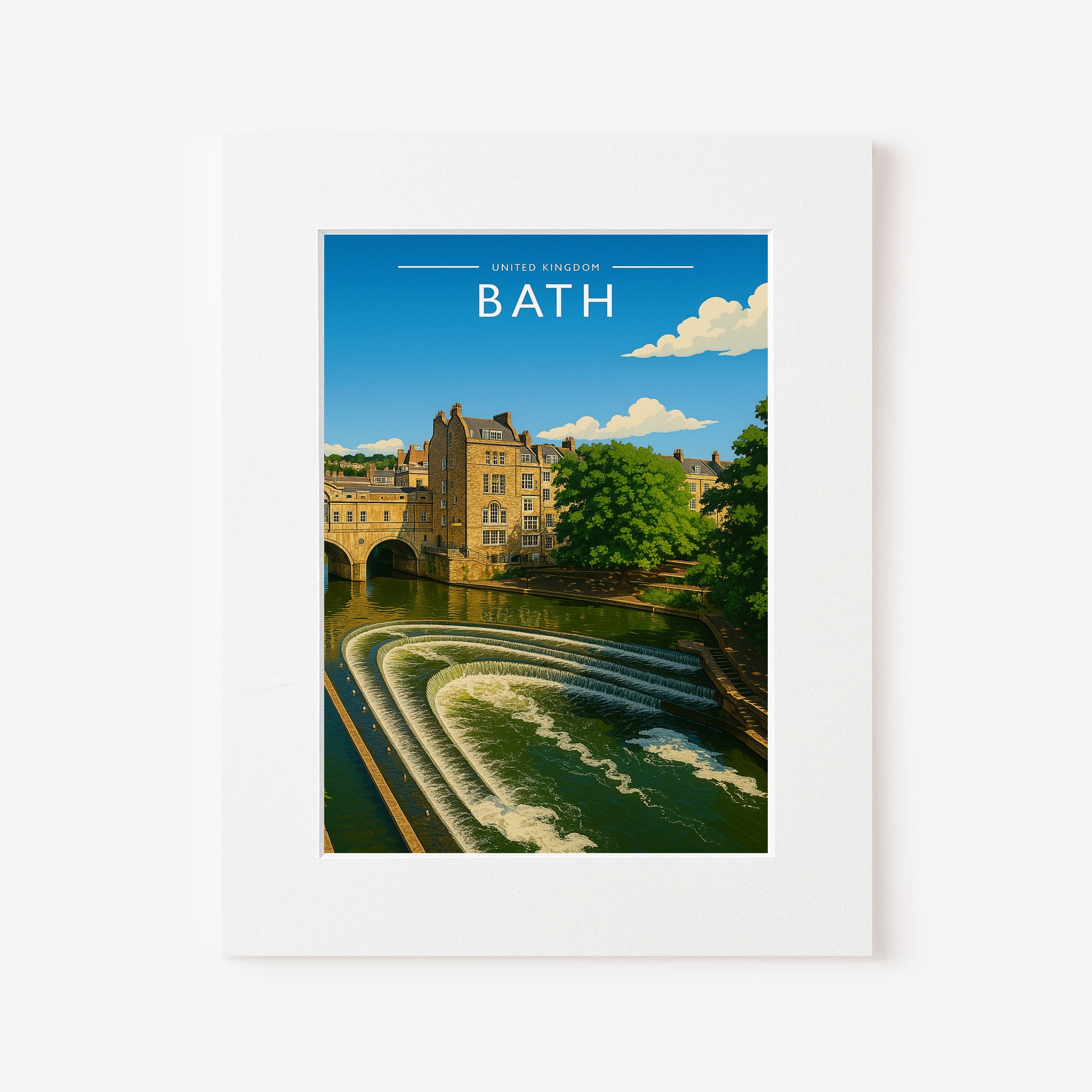 Bath #2 Travel Poster in a white mount