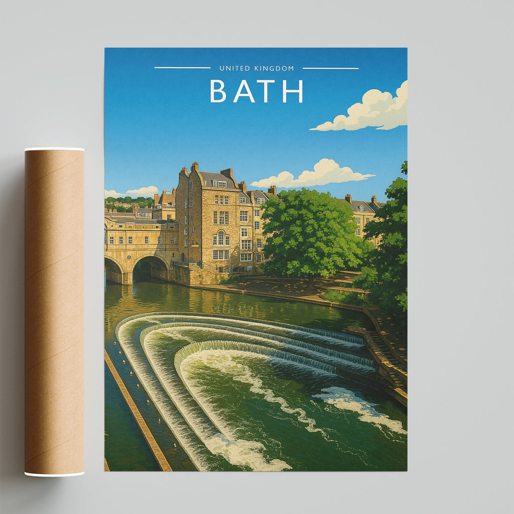 Bath #2 Travel Poster - fine art print with shipping tube