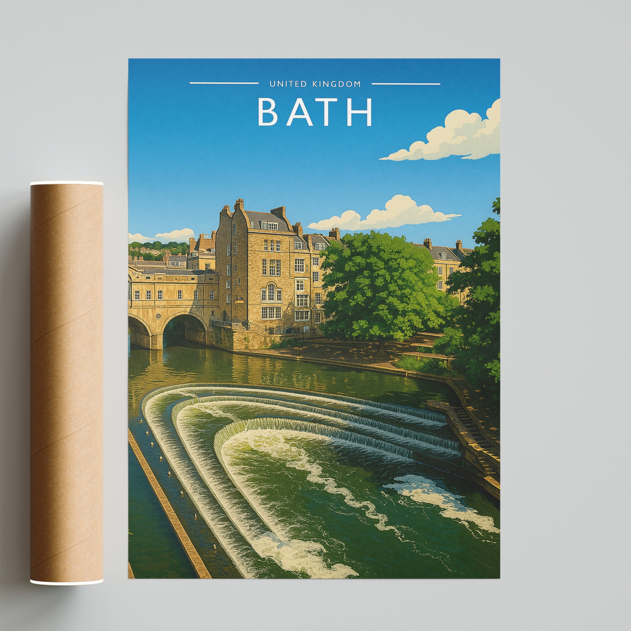 Bath #2 Travel Poster - fine art print with shipping tube