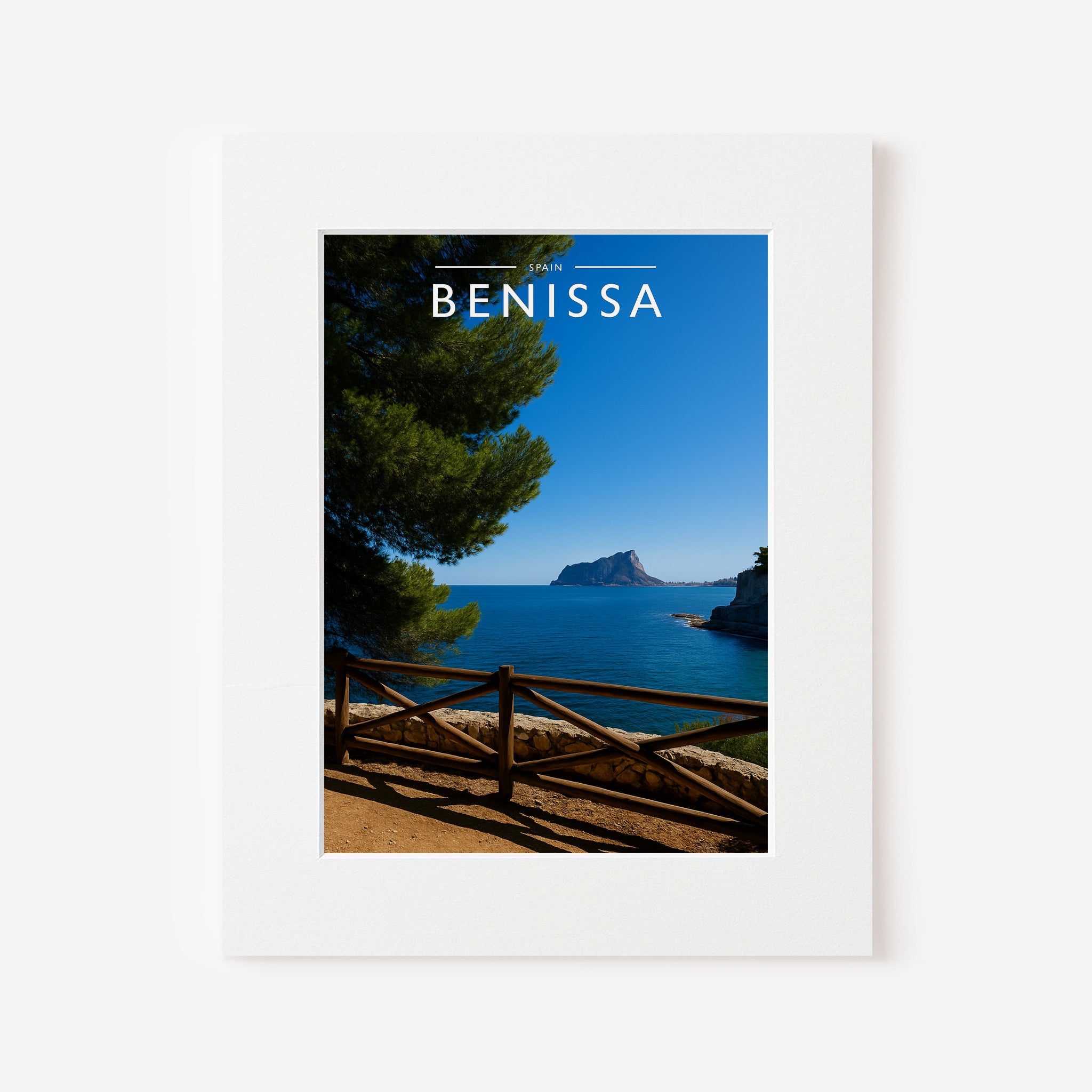 Benissa Travel Poster in a white mount