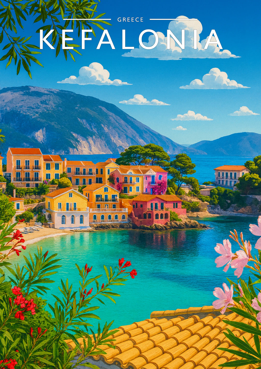 Kefalonia Travel Poster - A4 travel poster print