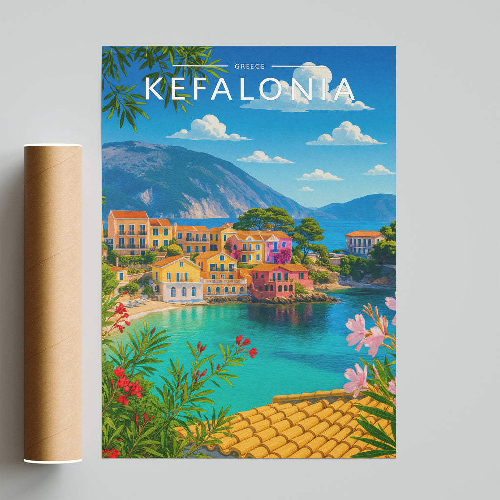 Kefalonia Travel Poster - fine art print with shipping tube