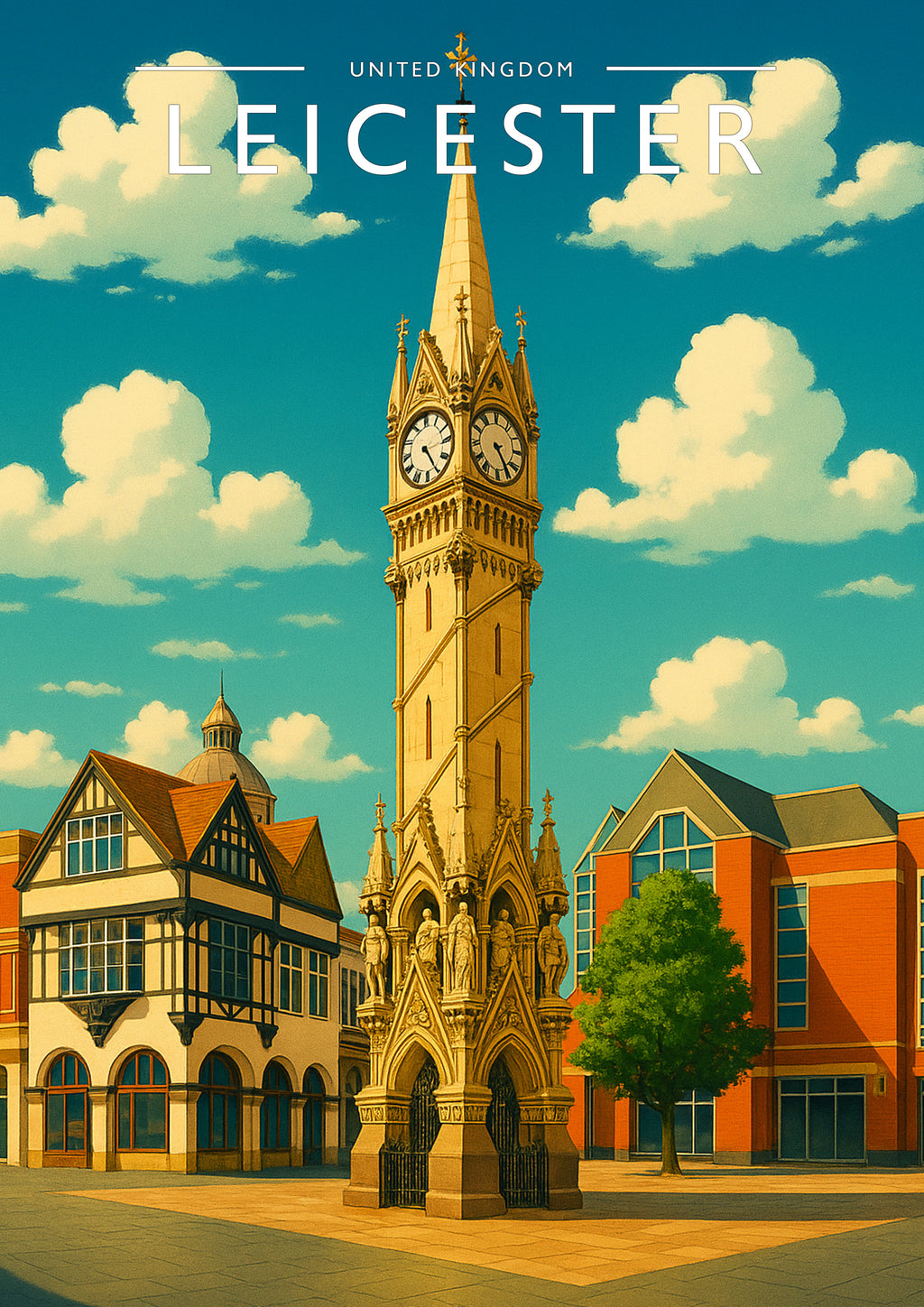 Leicester Travel Poster - A4 travel poster print