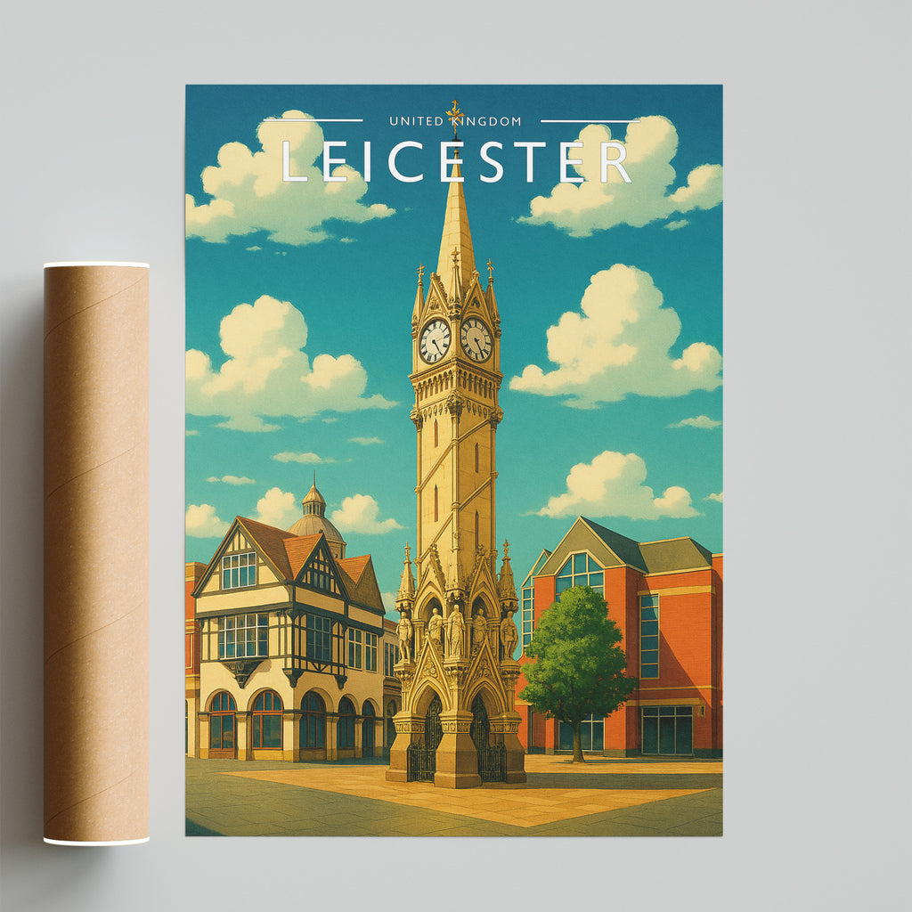 Leicester Travel Poster - fine art print with shipping tube