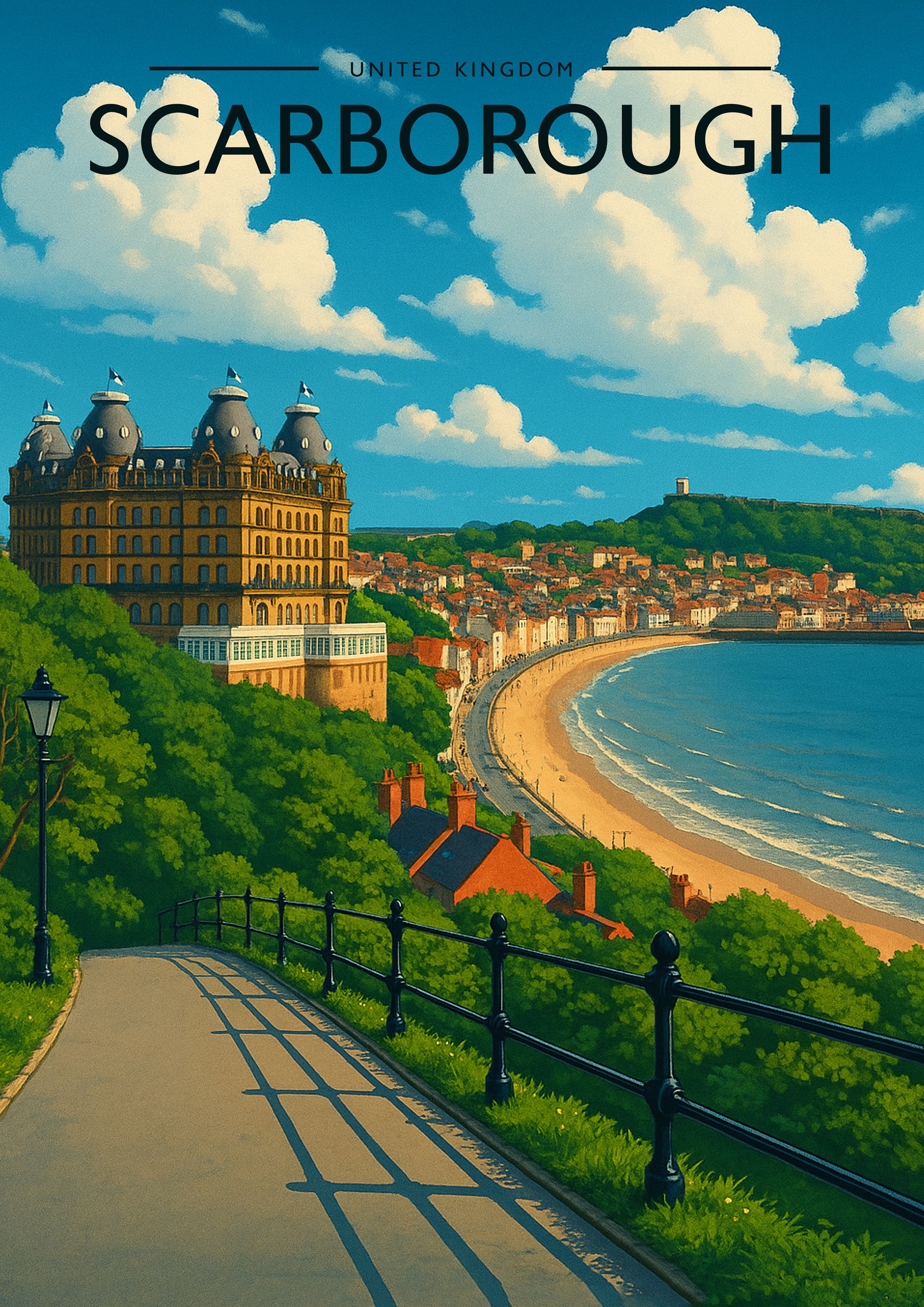 Scarborough Travel Poster - A4 travel poster print