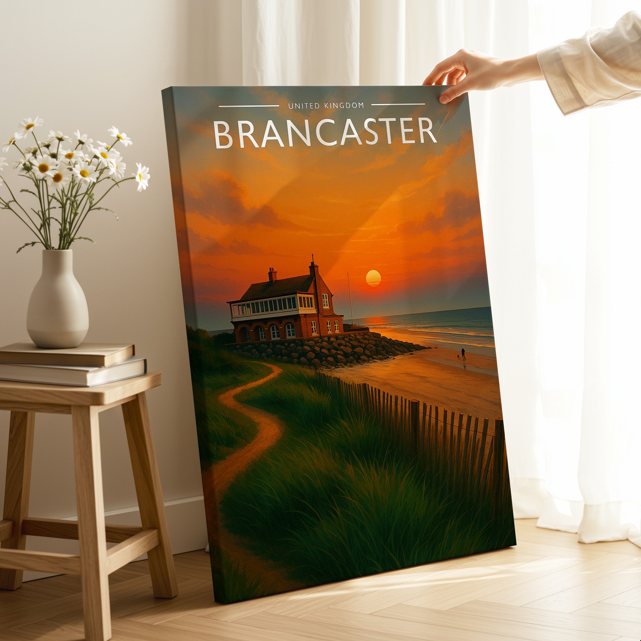 Brancaster Travel Poster as a gallery-wrapped canvas