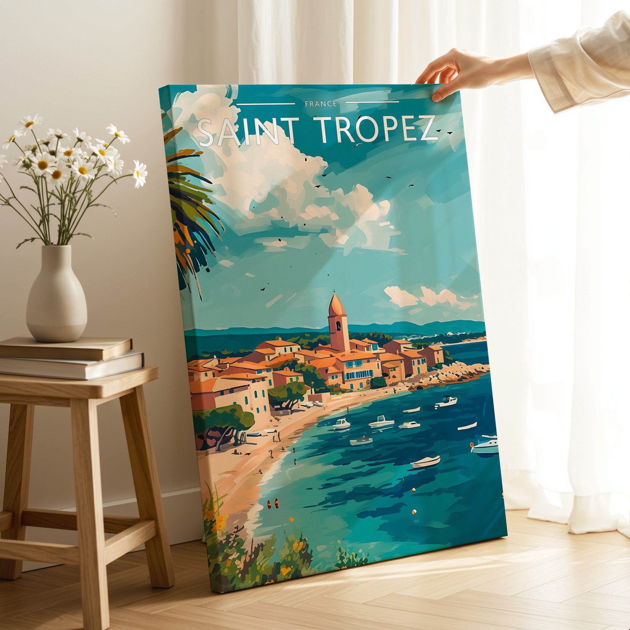 Saint Tropez Travel Poster as a gallery-wrapped canvas