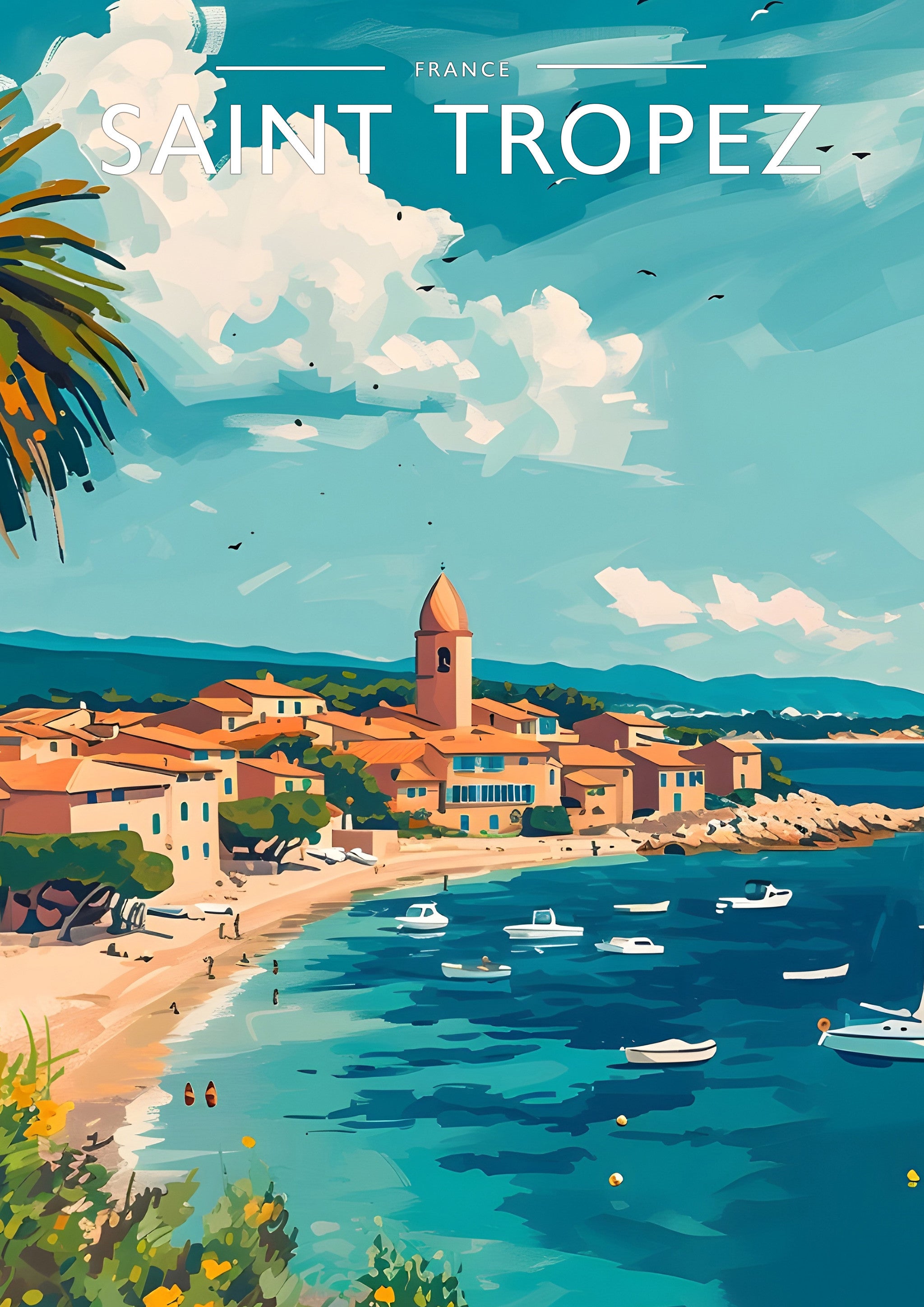 Saint Tropez Travel Poster - A4 travel poster print