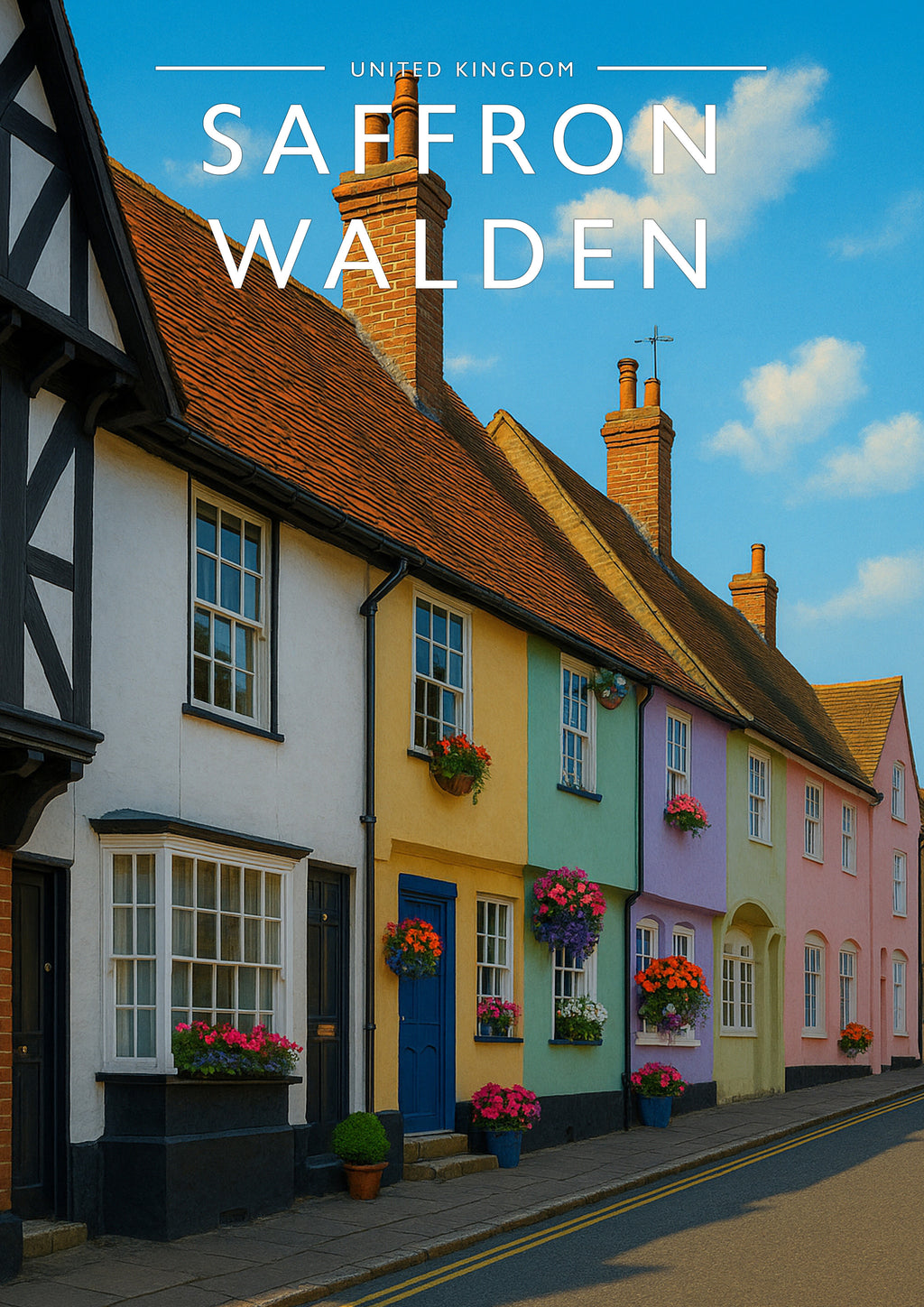 Saffron Walden Travel Poster - A4 travel poster print