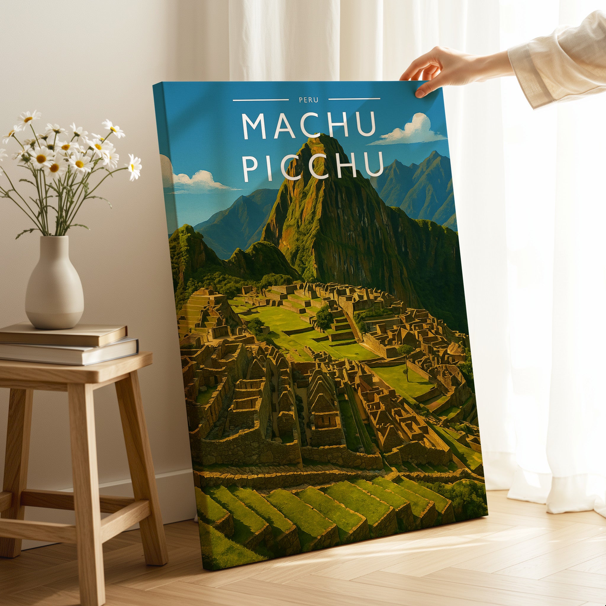 Machu Picchu Travel Poster as a gallery-wrapped canvas