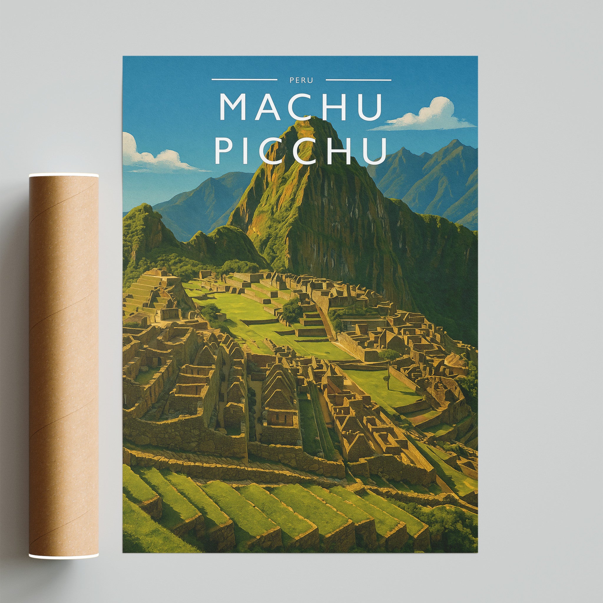 Machu Picchu Travel Poster - fine art print with shipping tube