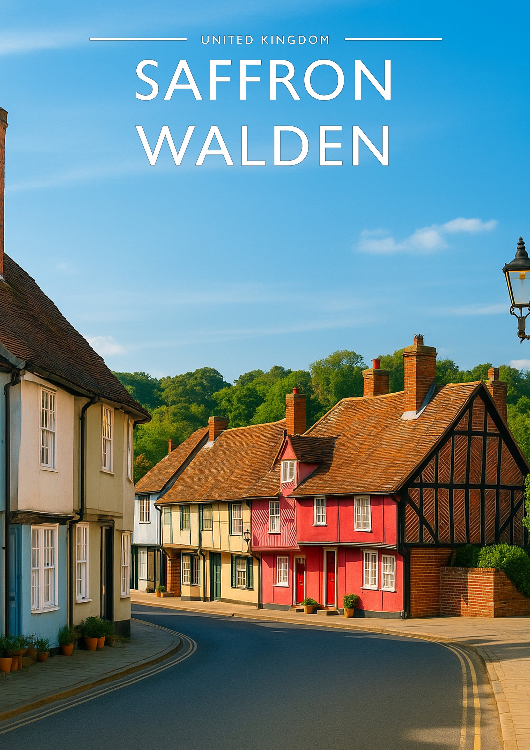Saffron Walden #3 Travel Poster - A4 travel poster print