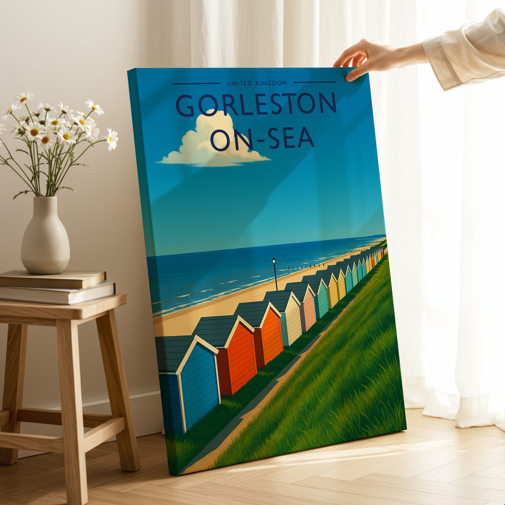 Gorleston-on-Sea Travel Poster as a gallery-wrapped canvas