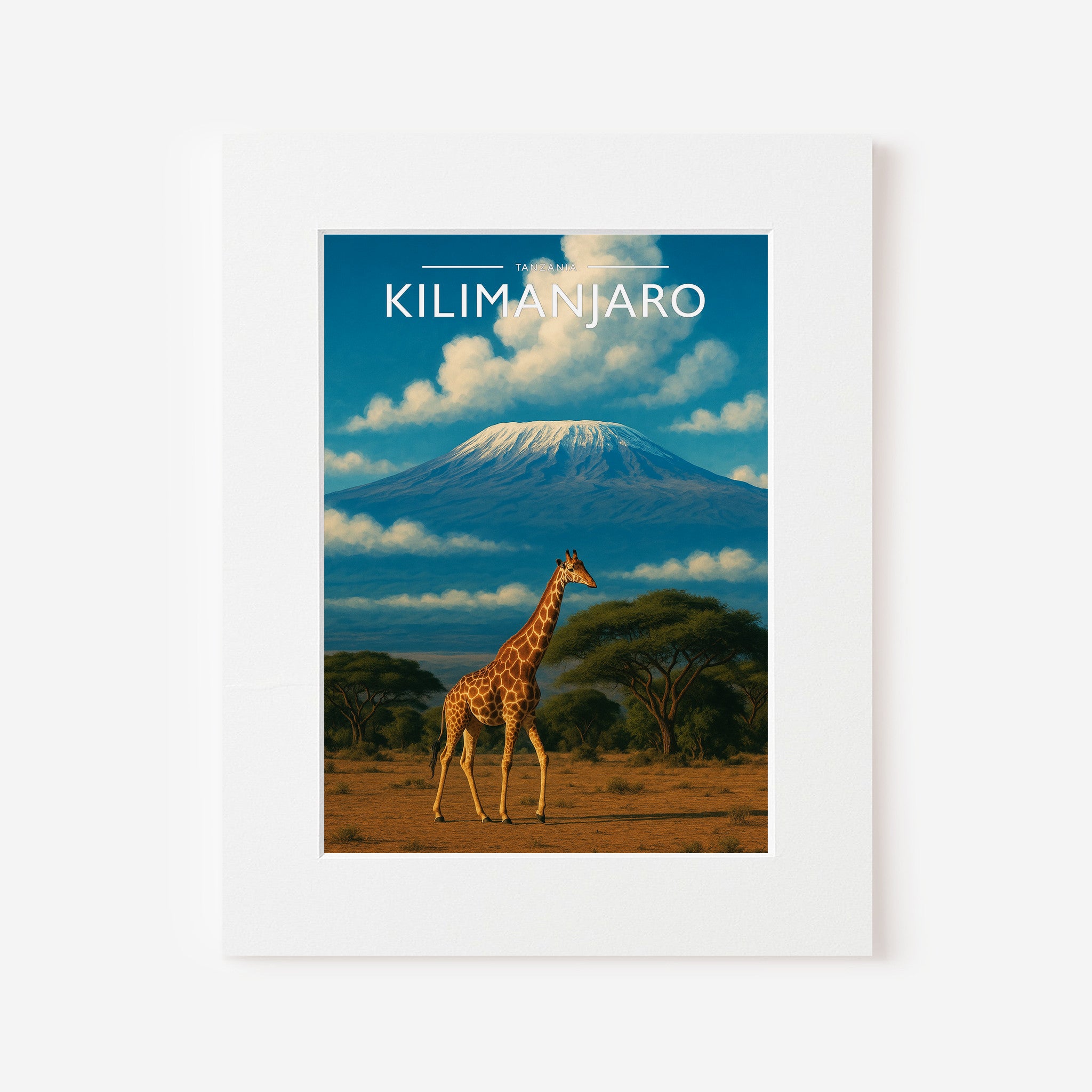 Kilimanjaro Travel Poster in a white mount