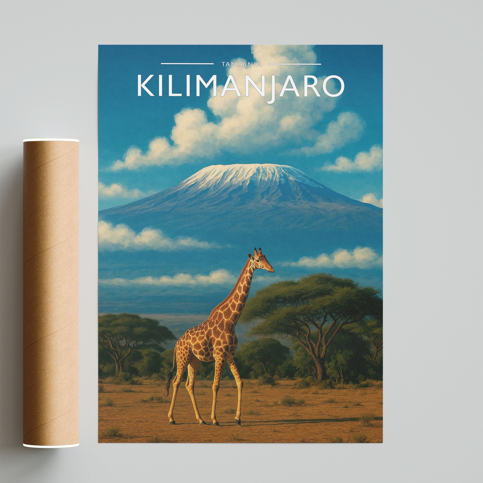 Kilimanjaro Travel Poster - fine art print with shipping tube