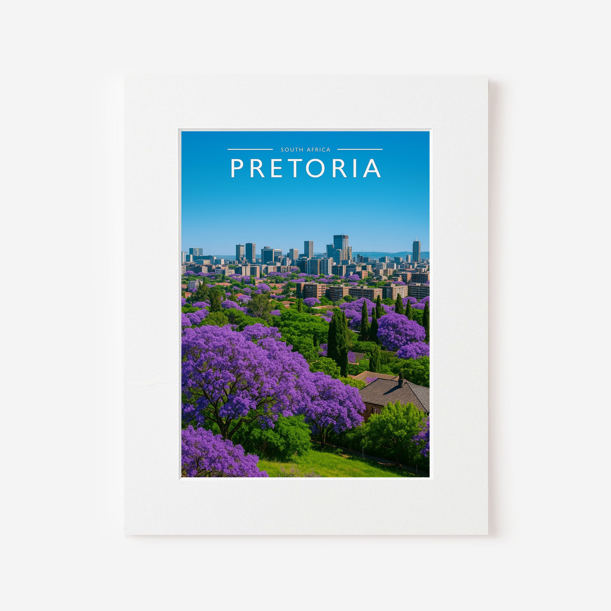 Pretoria Travel Poster in a white mount