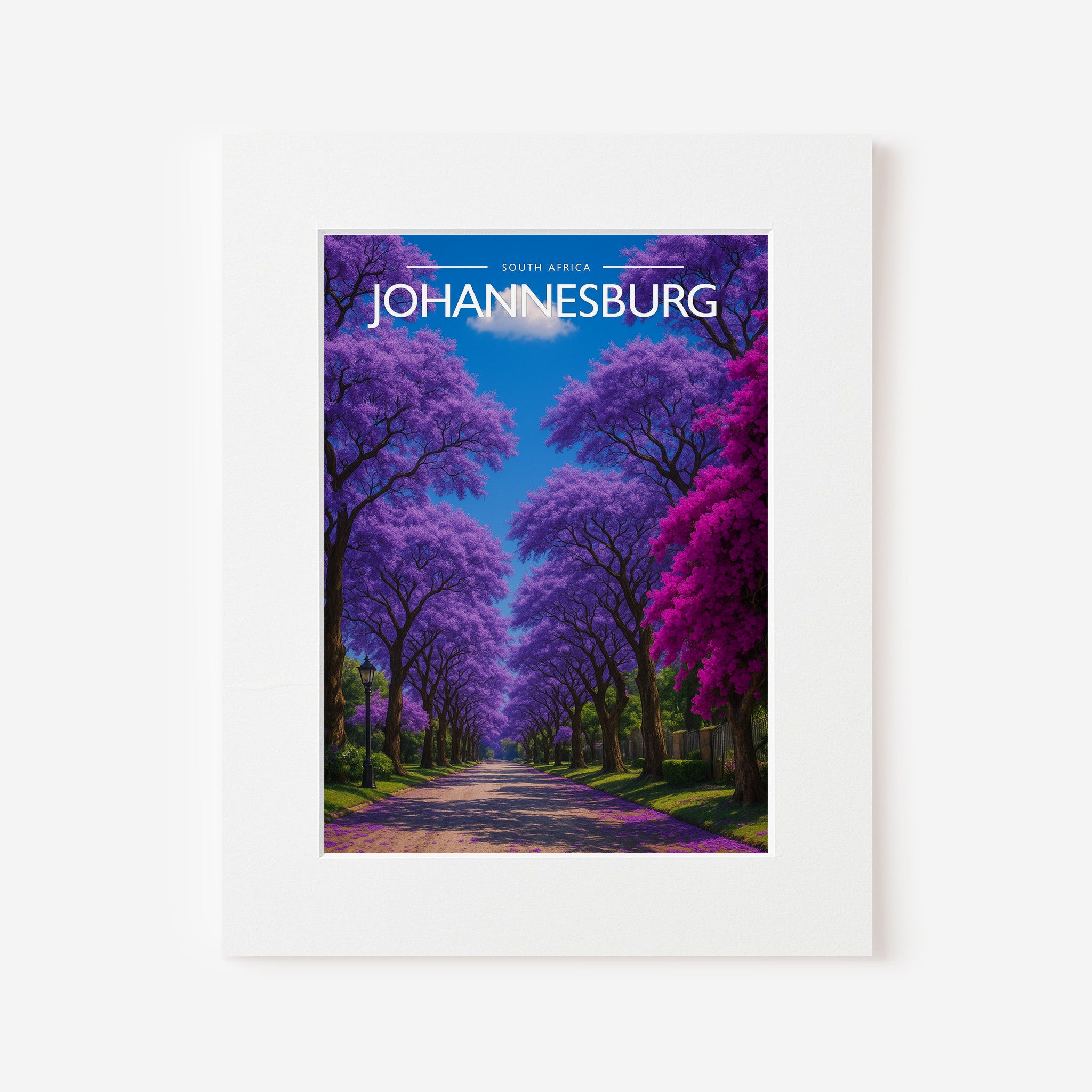Johannesburg Travel Poster in a white mount