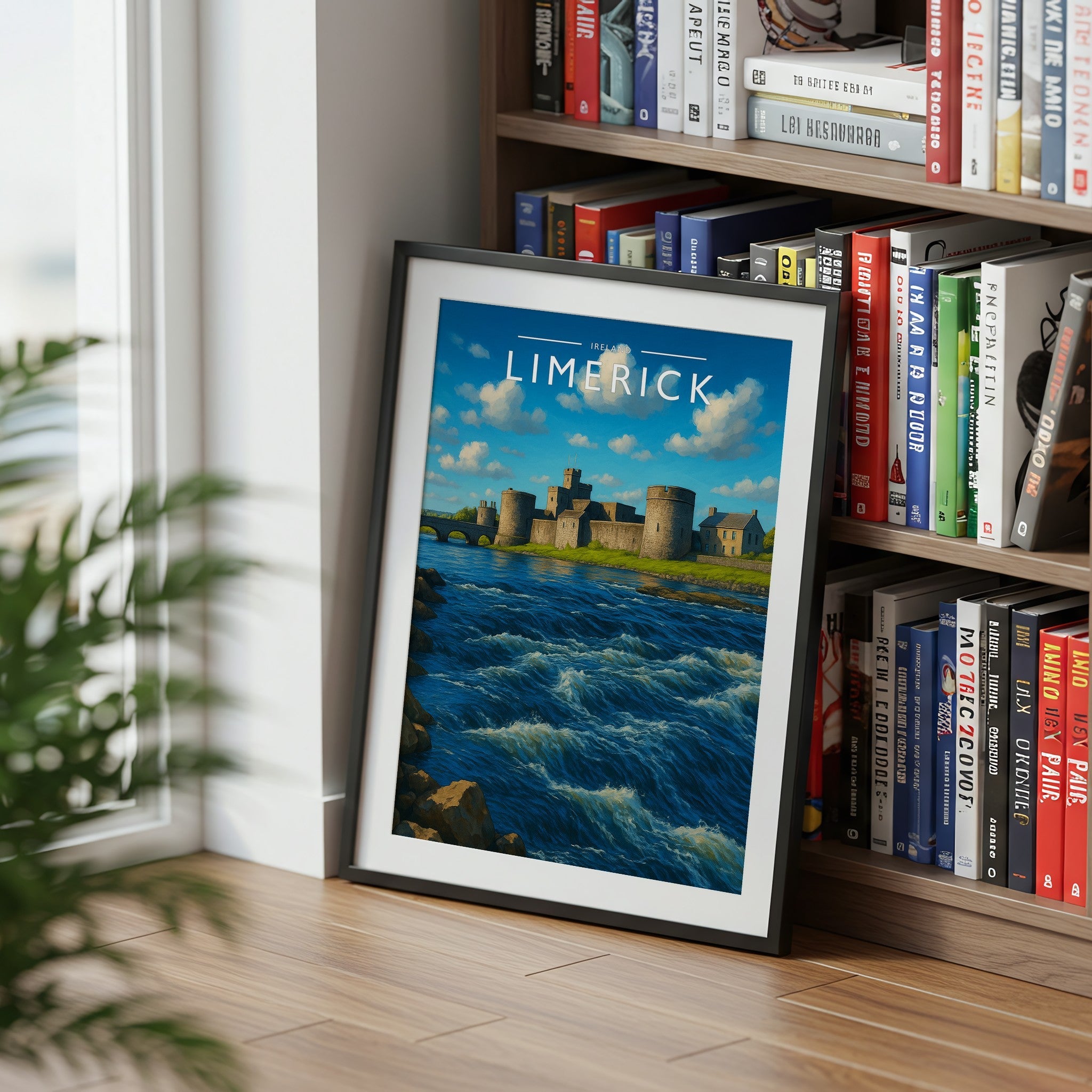 Limerick Travel Poster mounted in a black frame