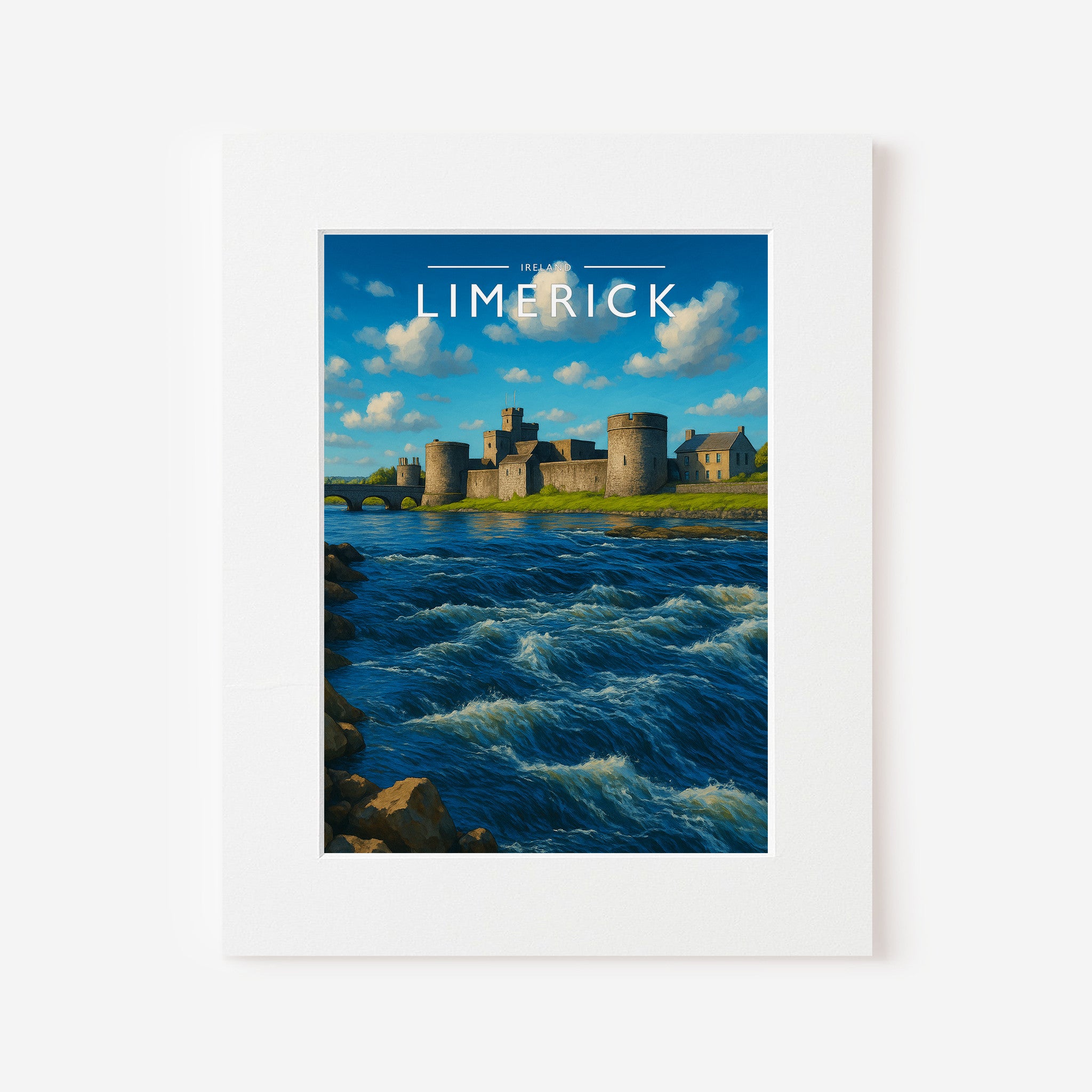 Limerick Travel Poster in a white mount