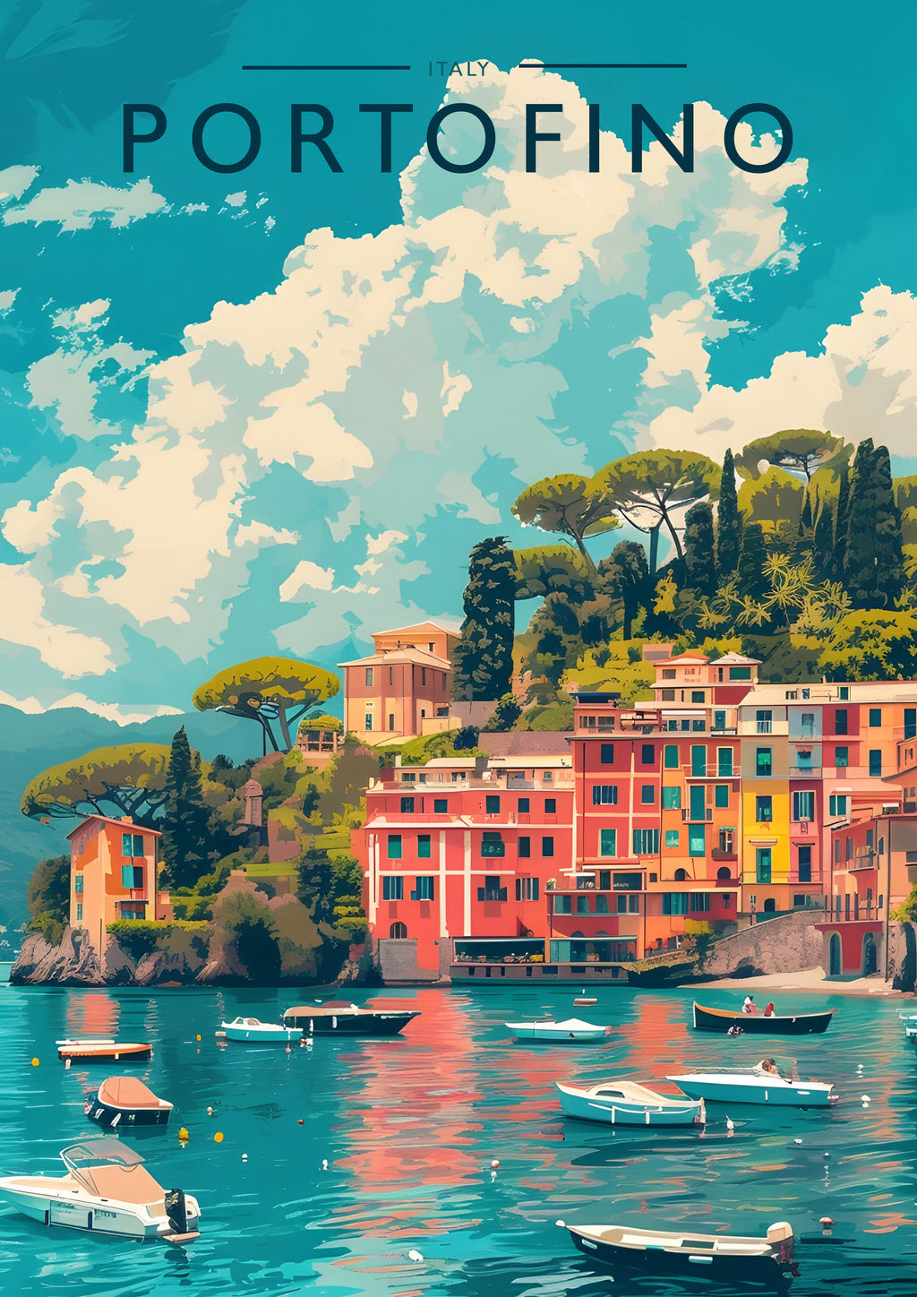 Portofino Travel Poster - A4 travel poster print