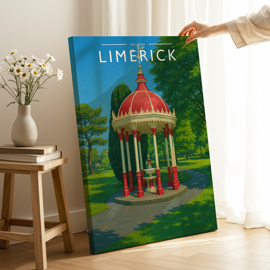 Limerick #2 Travel Poster as a gallery-wrapped canvas