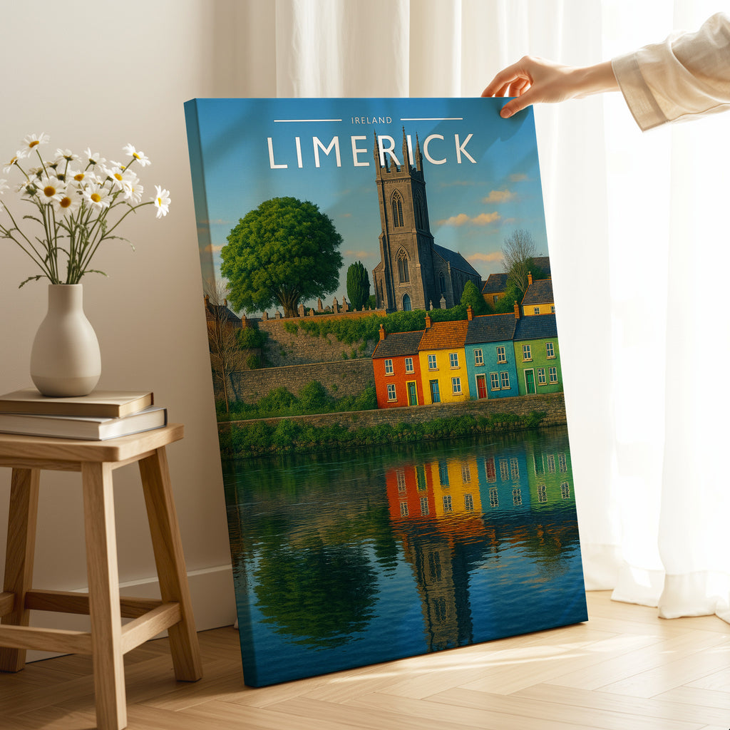 Limerick #3 Travel Poster as a gallery-wrapped canvas