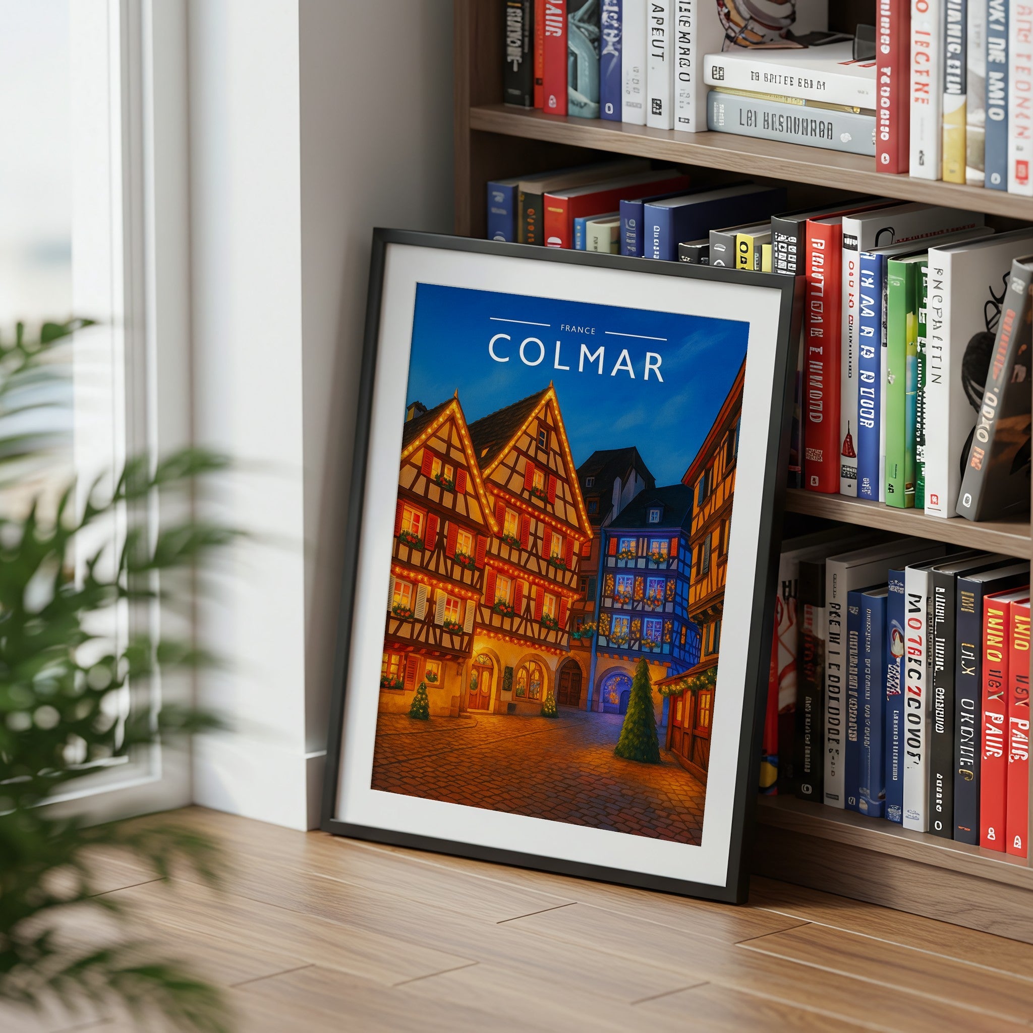 Colmar Travel Poster mounted in a black frame