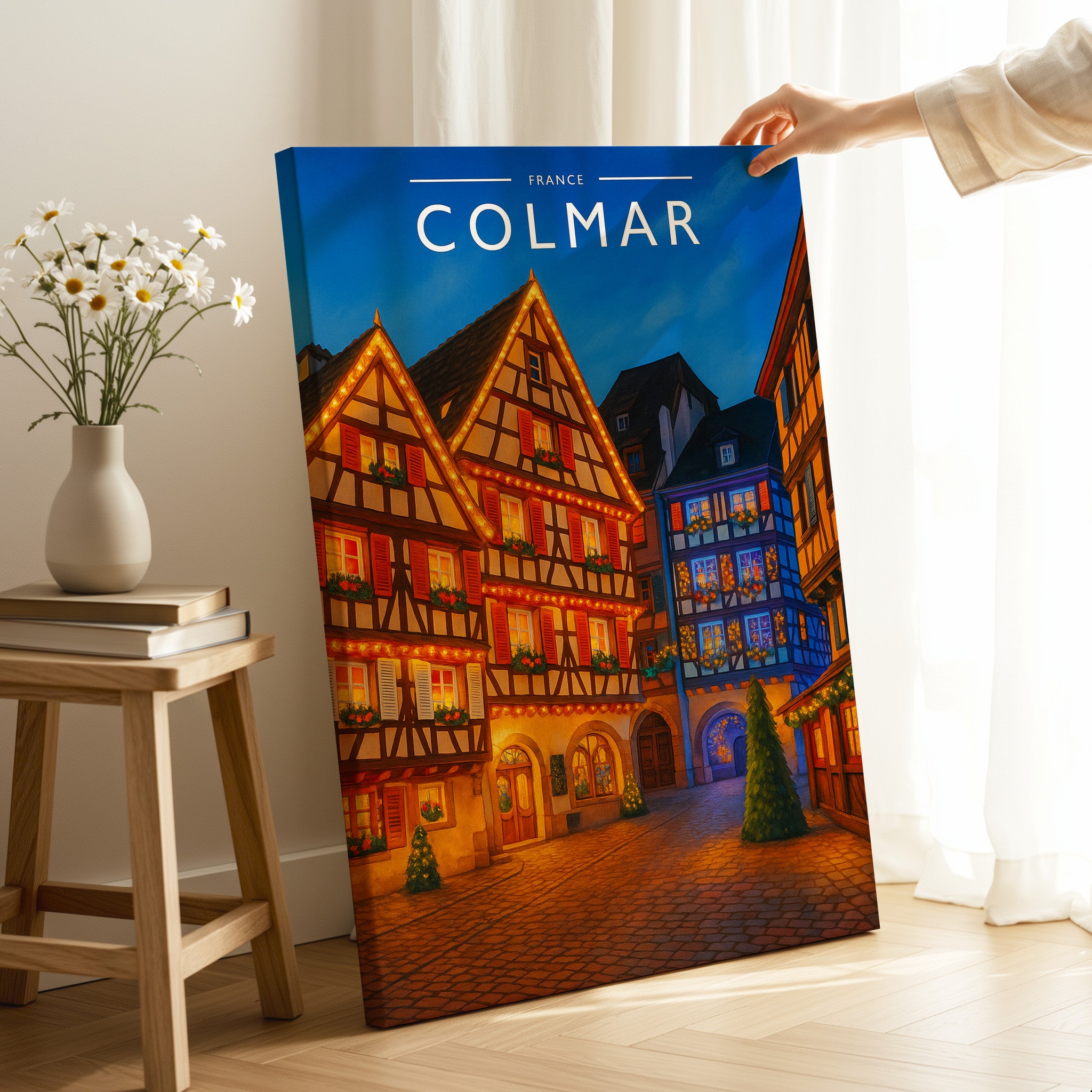 Colmar Travel Poster as a gallery-wrapped canvas
