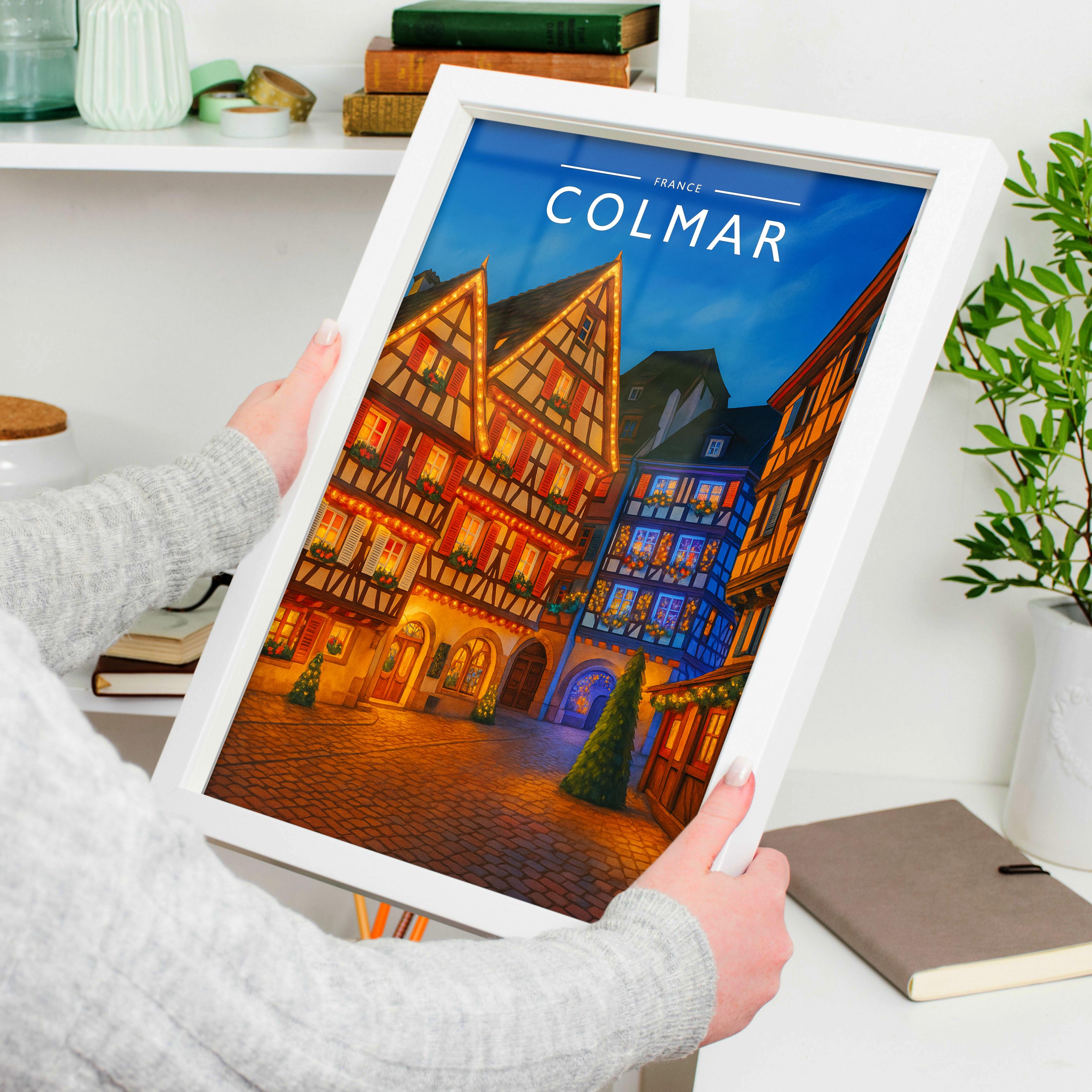 Colmar Travel Poster held in a white frame