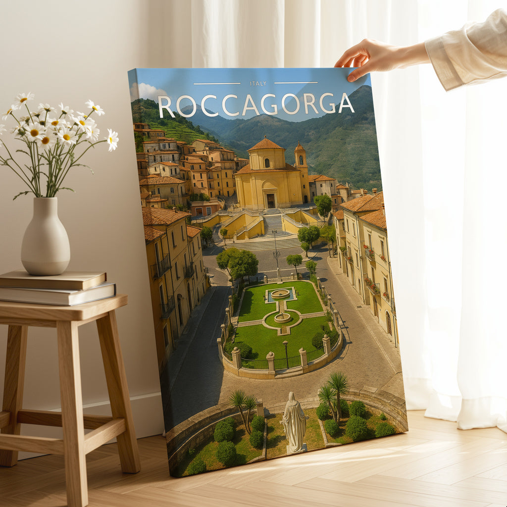 Roccagorga Travel Poster as a gallery-wrapped canvas