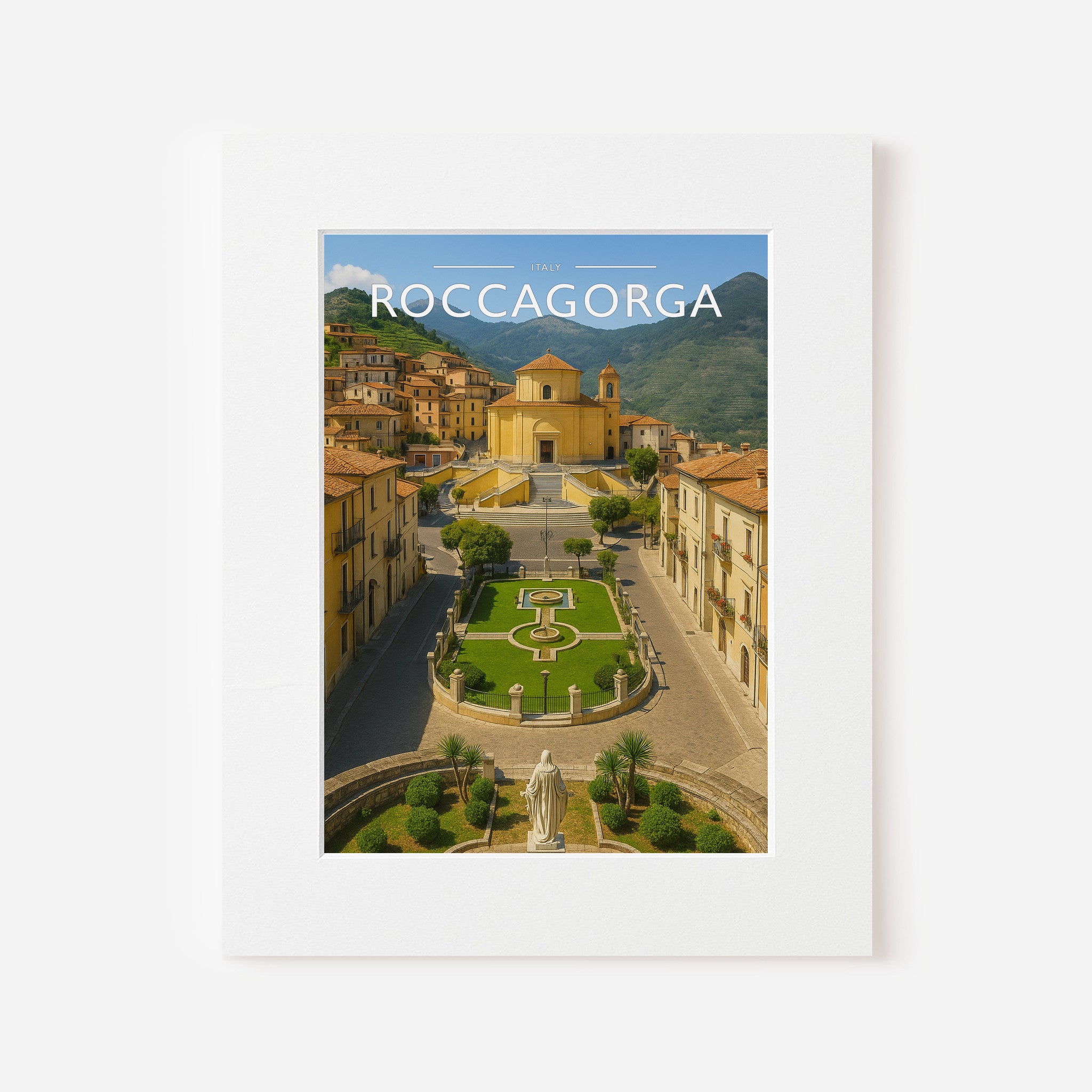 Roccagorga Travel Poster in a white mount