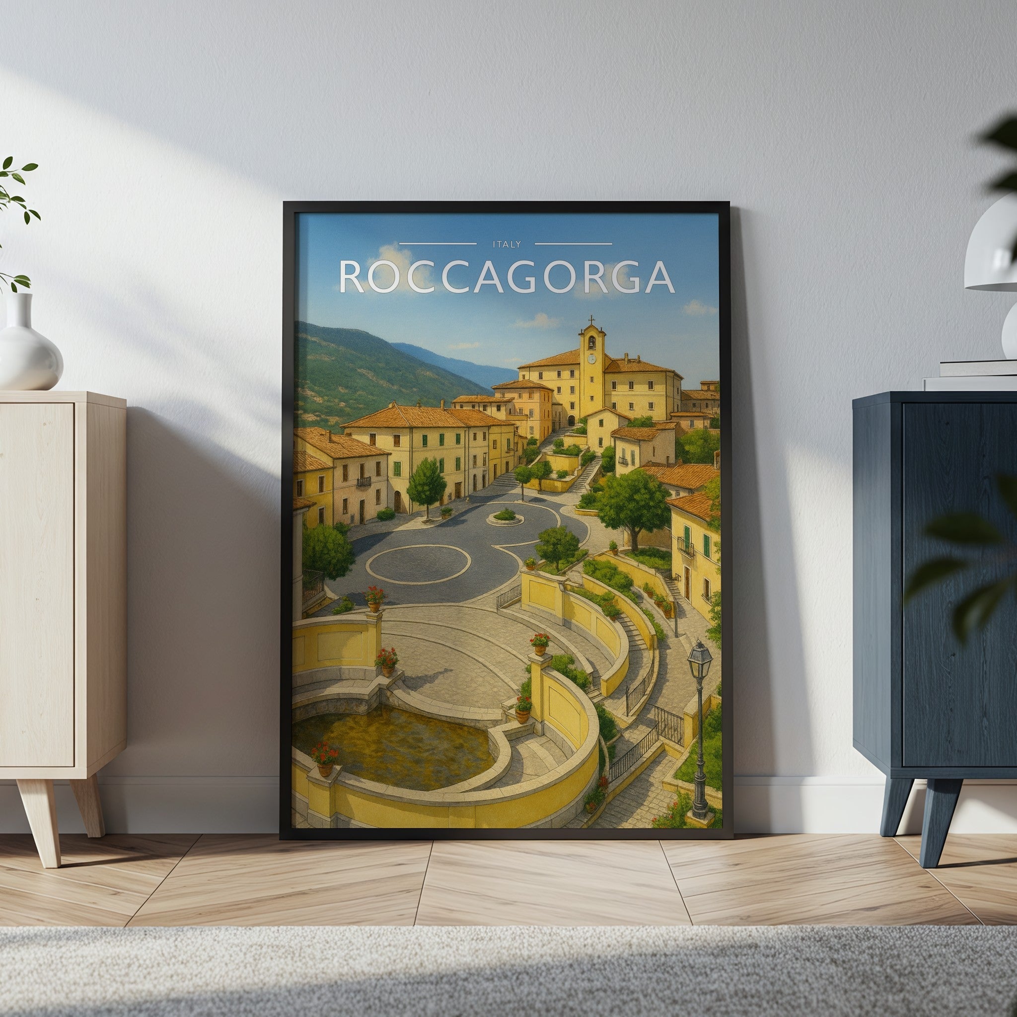 Roccagorga #2 Travel Poster in a black frame